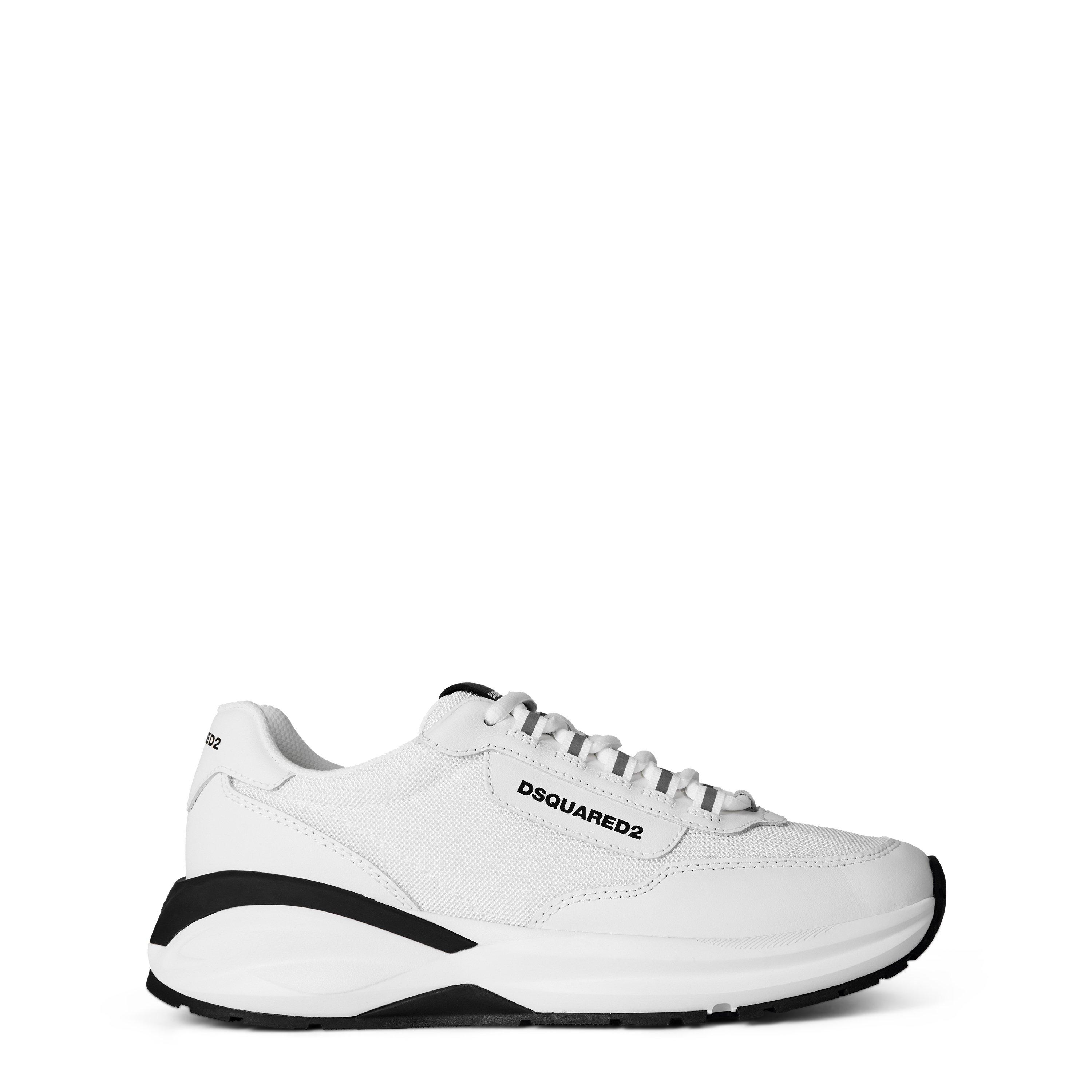 DSquared2 Leather Dash Sneakers - White/White - Size 10 (44)
