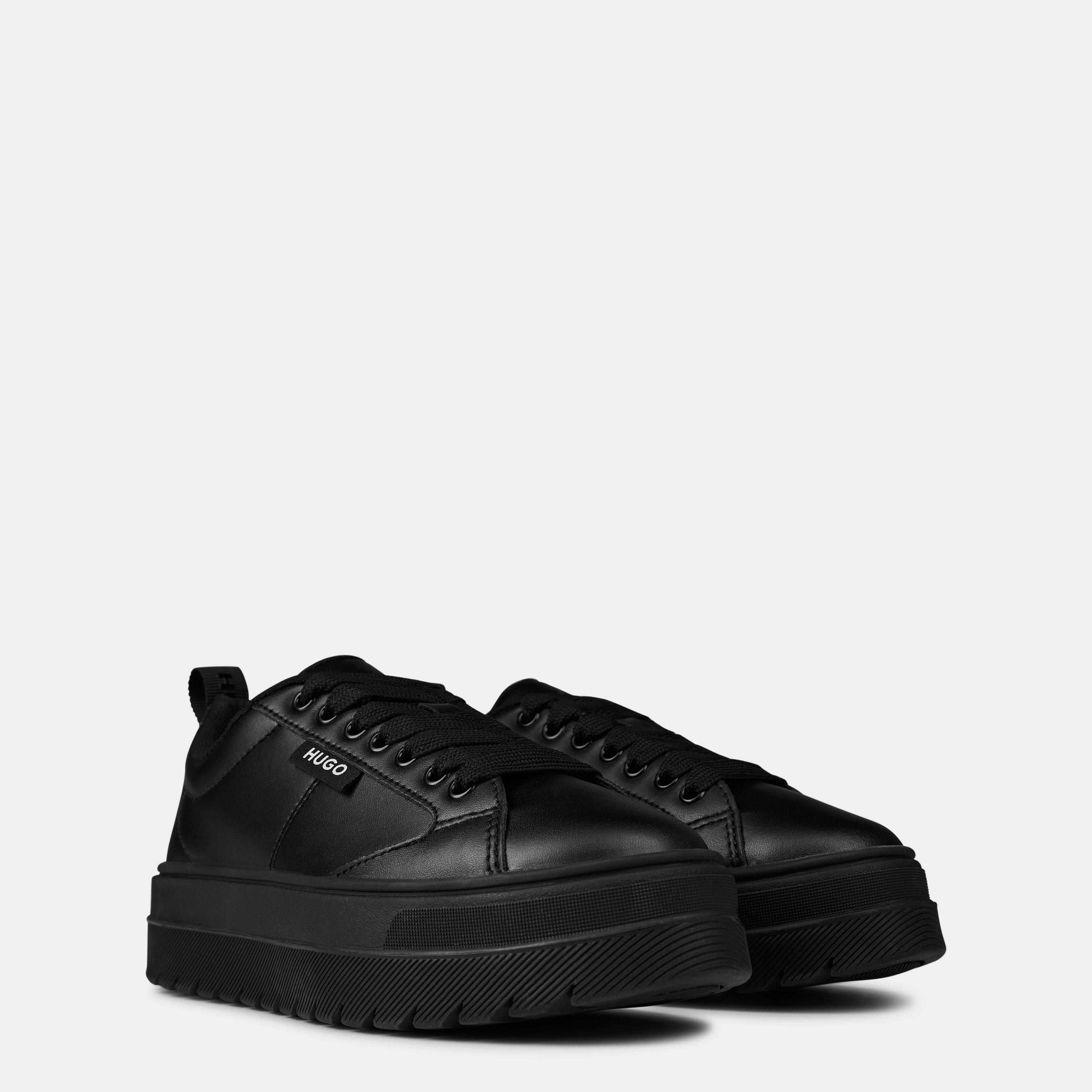 Black - Hugo - Womens HUGO Chunky Platform Leather Trainers with Logo Detail (Lyssa) - 4