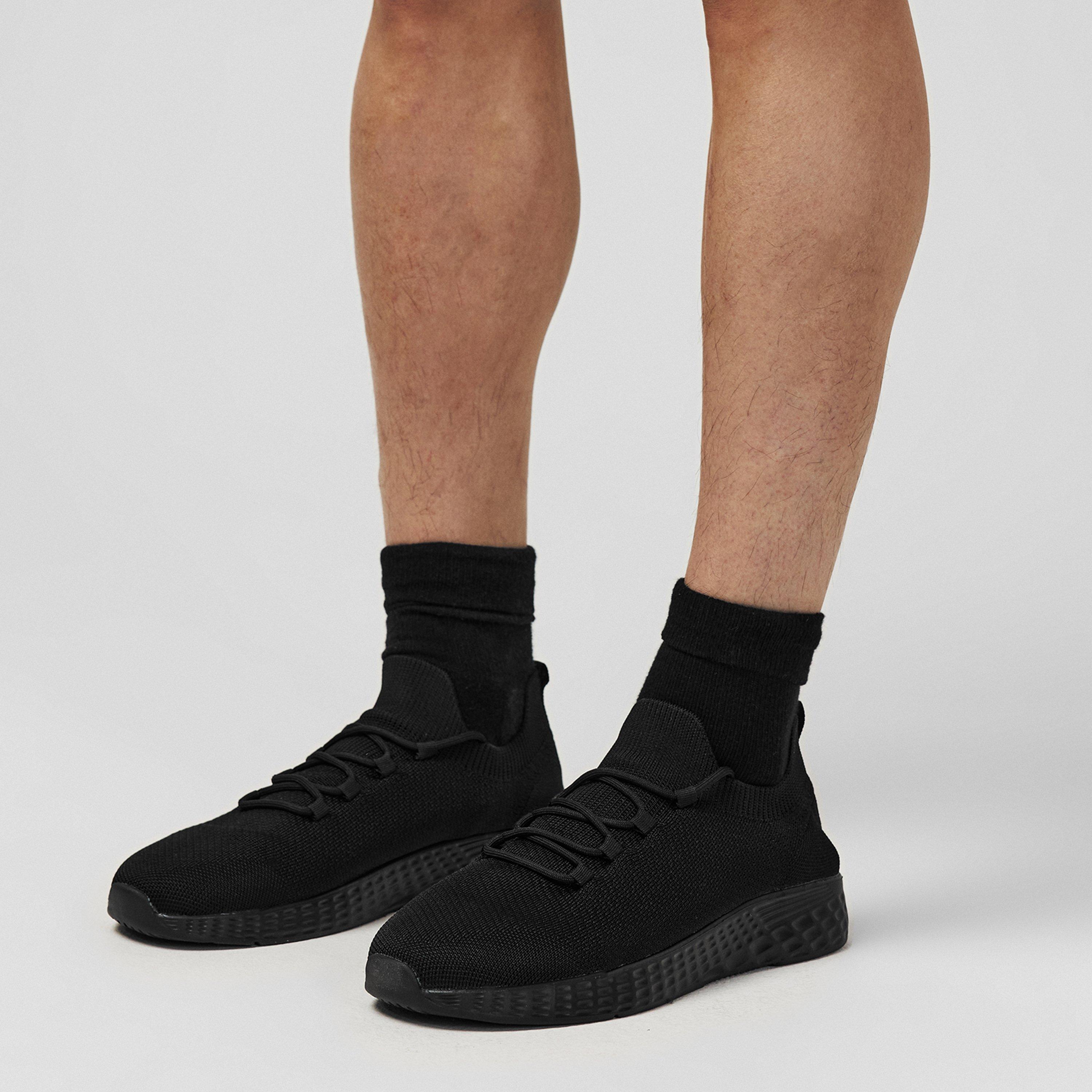 Black/Black - Fabric - Santo Mens Trainers - 2