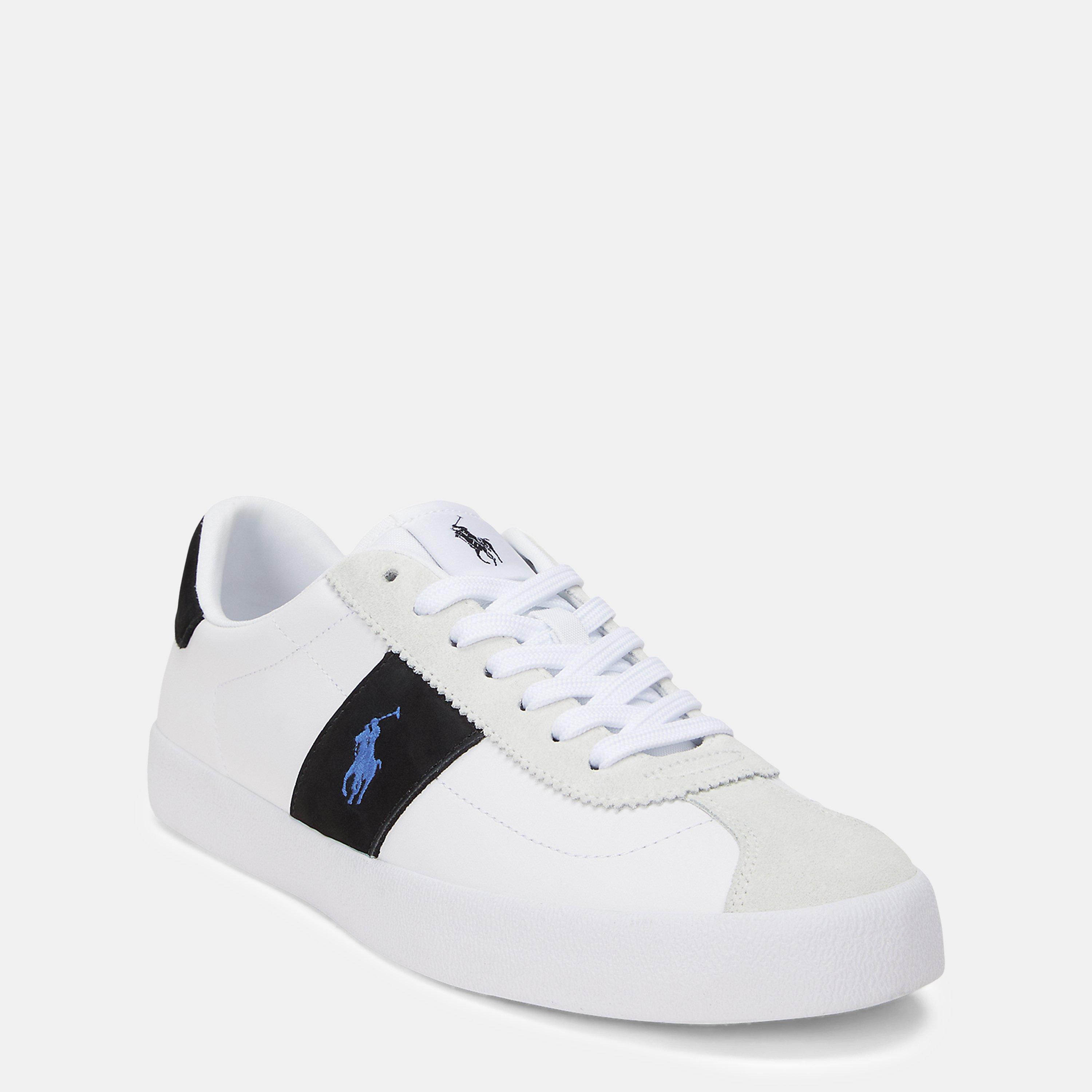 White/Blue - Polo Ralph Lauren - Court Vulc Leather Suede Trainers - 2