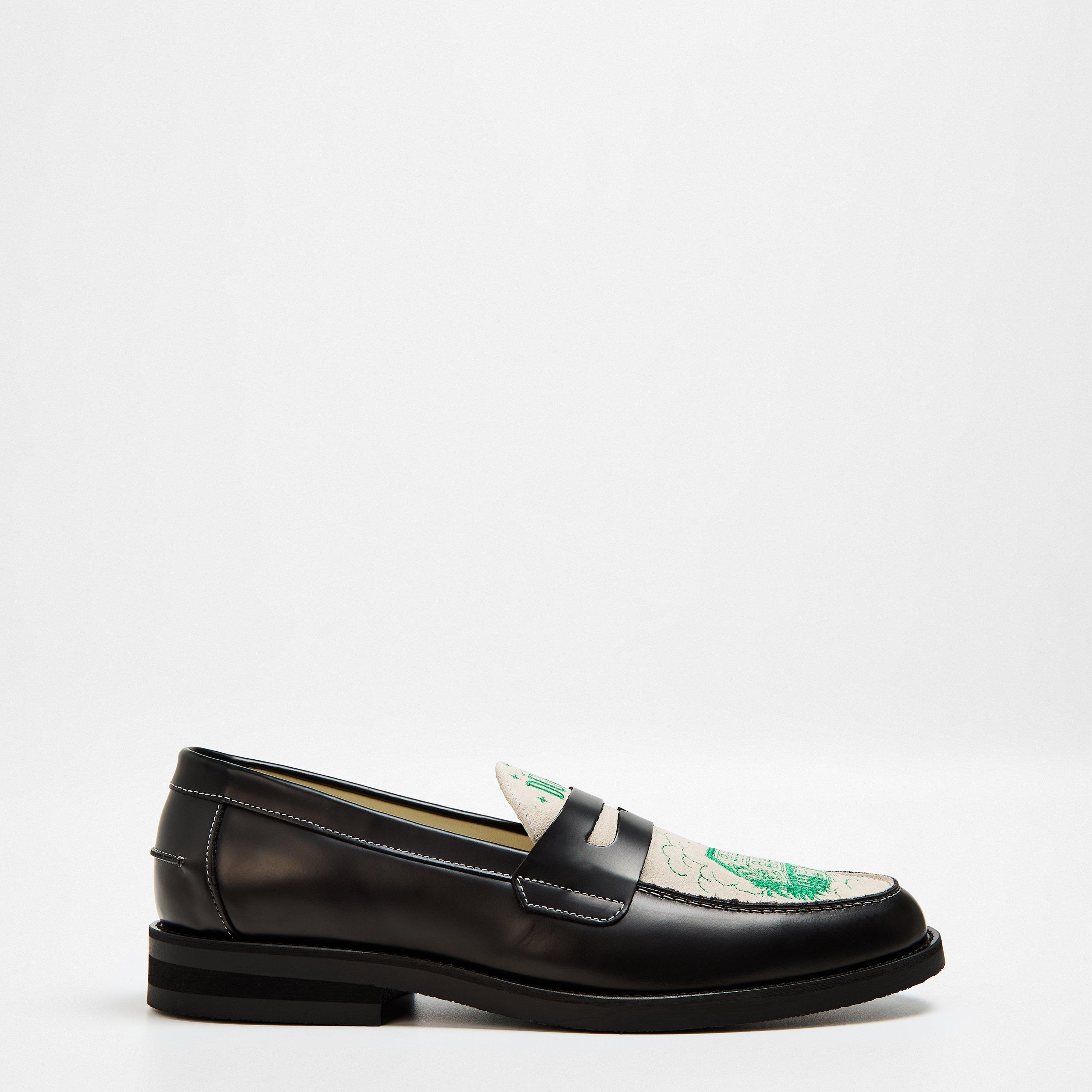 Duke And Dexter Men's Casa Duke Penny Loafers - Black/White - 8 (42)