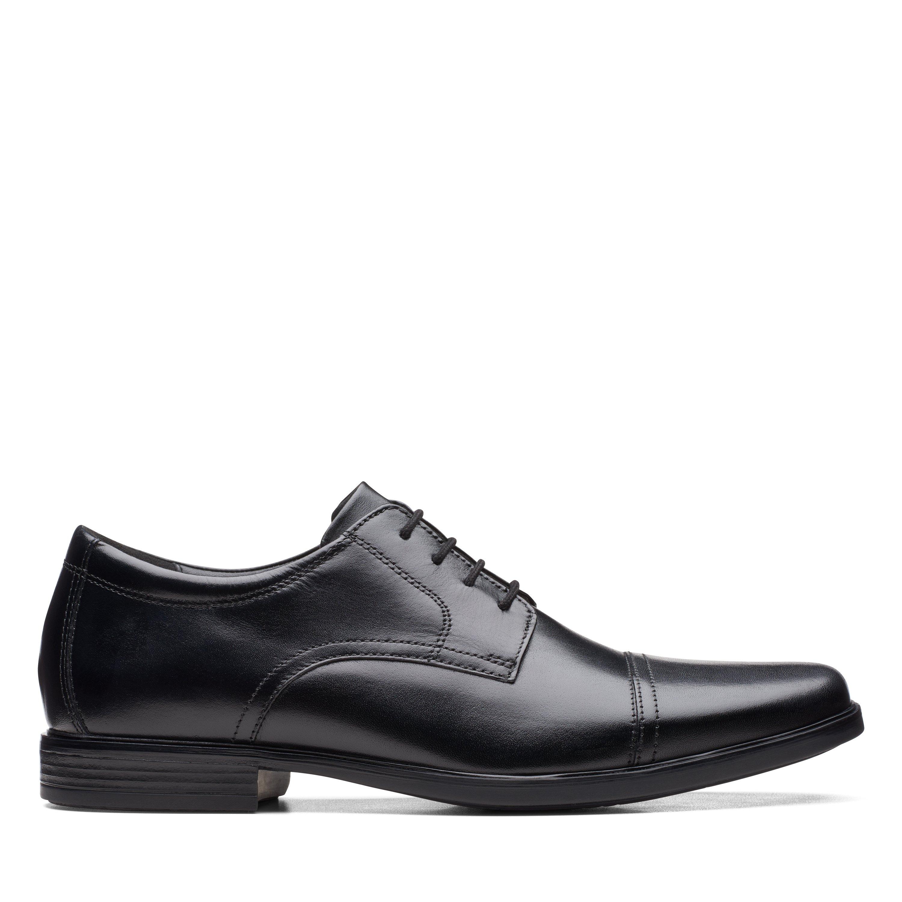 Clarks Men's Howard Cap Shoes - Black Leather - 10 (45)