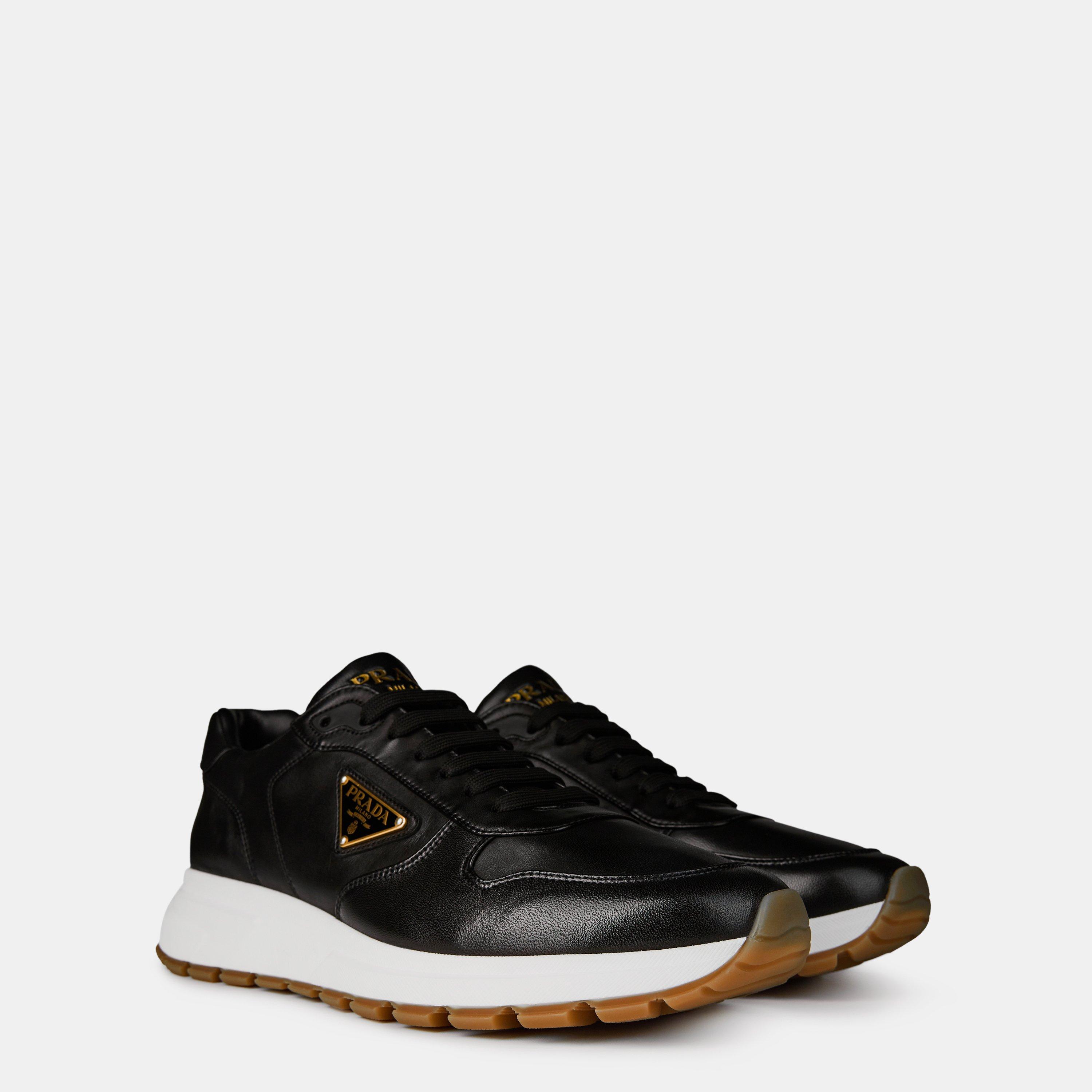 Black/Gold - Prada - Leather Sneakers Mens - 4