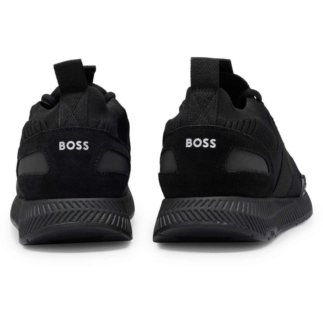Black - Boss - Men's Titanium Knit Trainers, Comfortable Design - 3