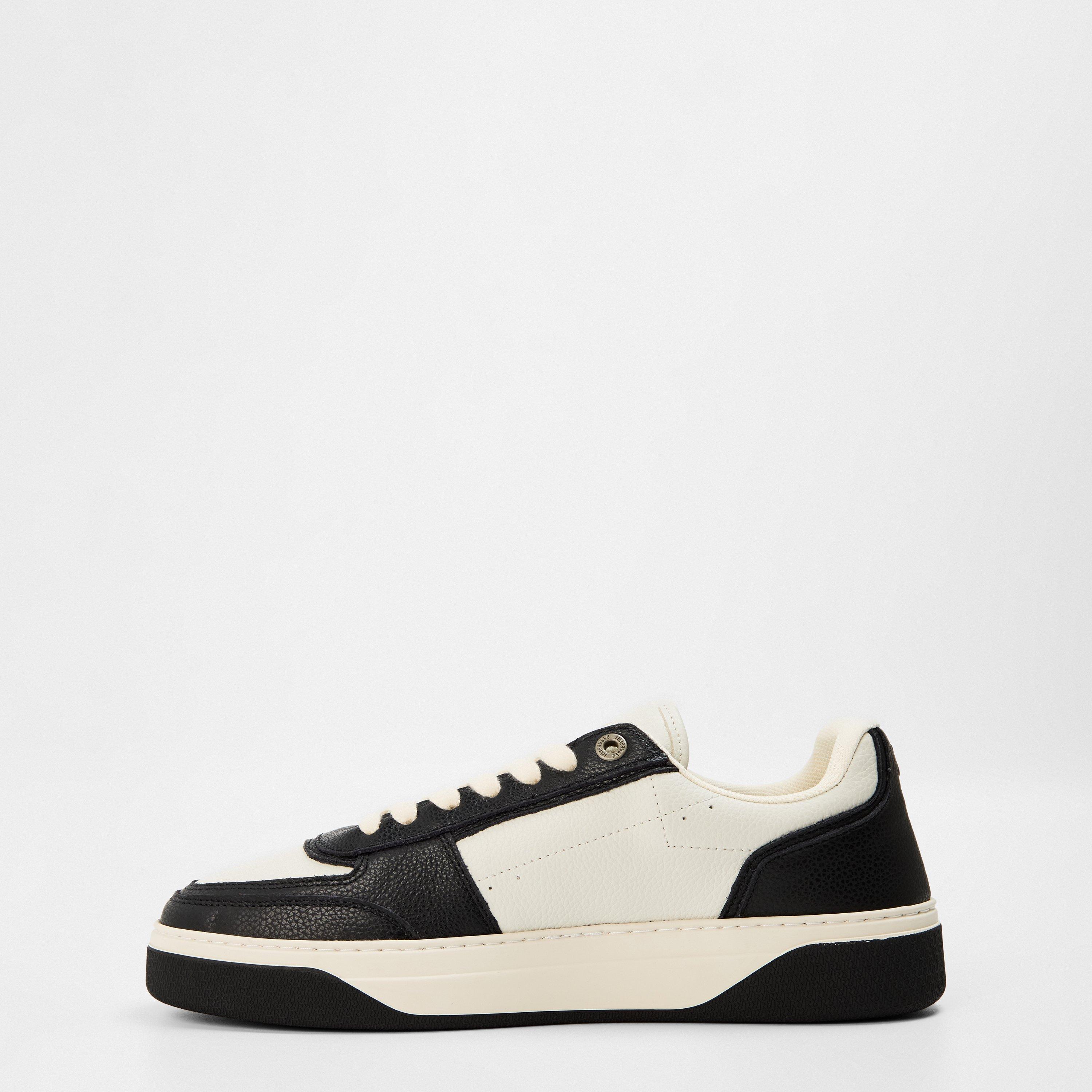 White/Black - Represent - Men's Initial Leather Lace Up Low-Top Trainers - 2