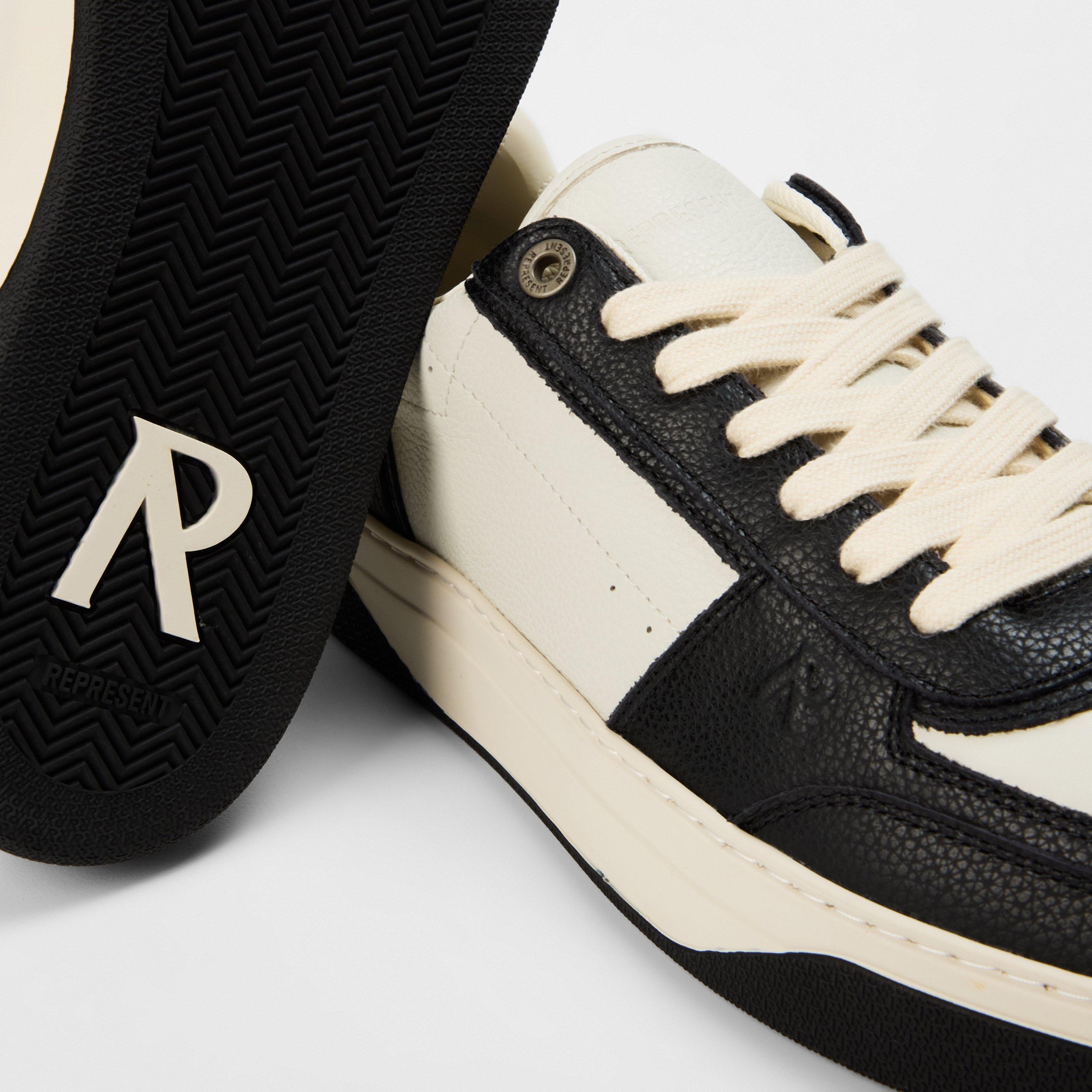 White/Black - Represent - Men's Initial Leather Lace Up Low-Top Trainers - 4
