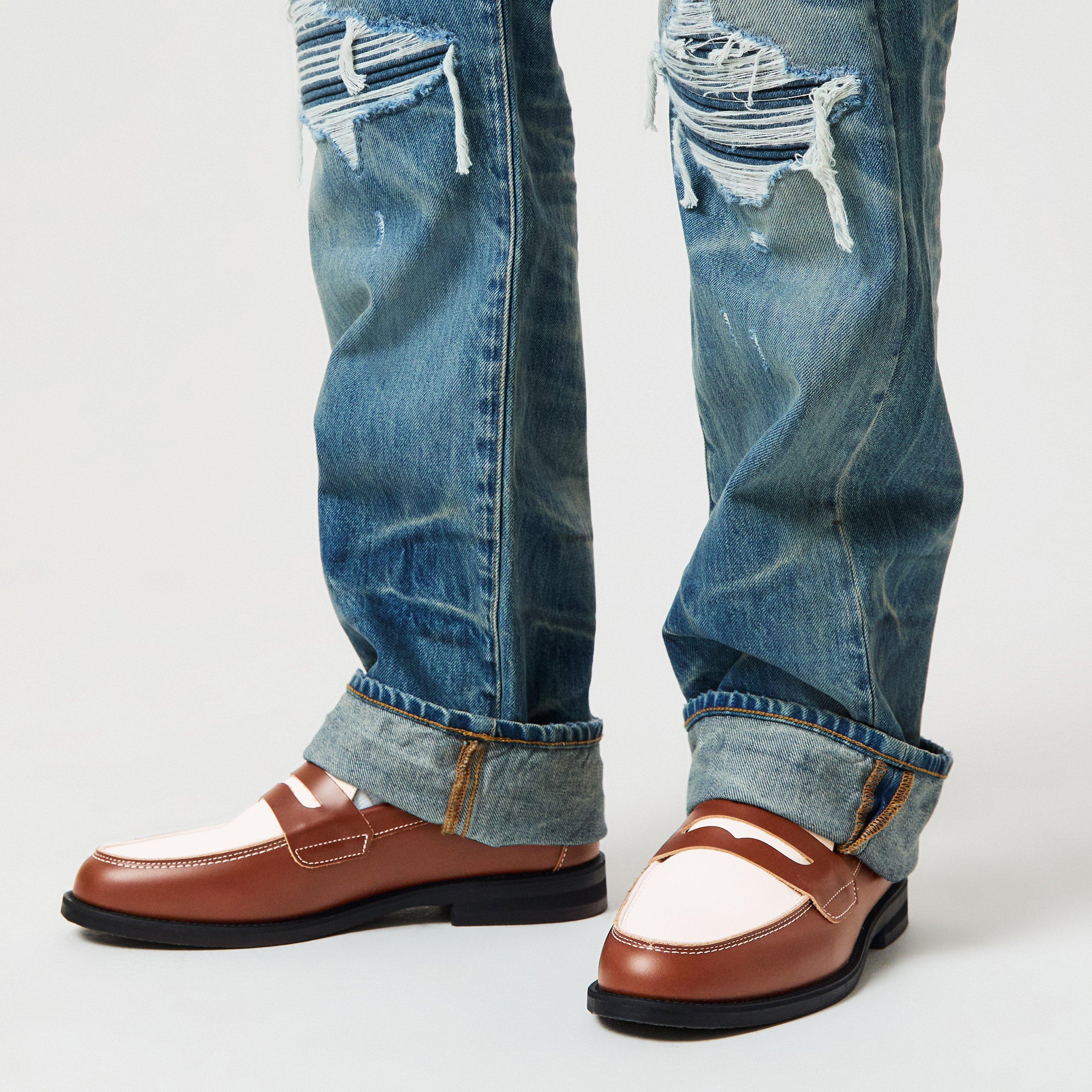 Brown/Off White - Duke and Dexter - Wilde Classic Penny Loafer - 3