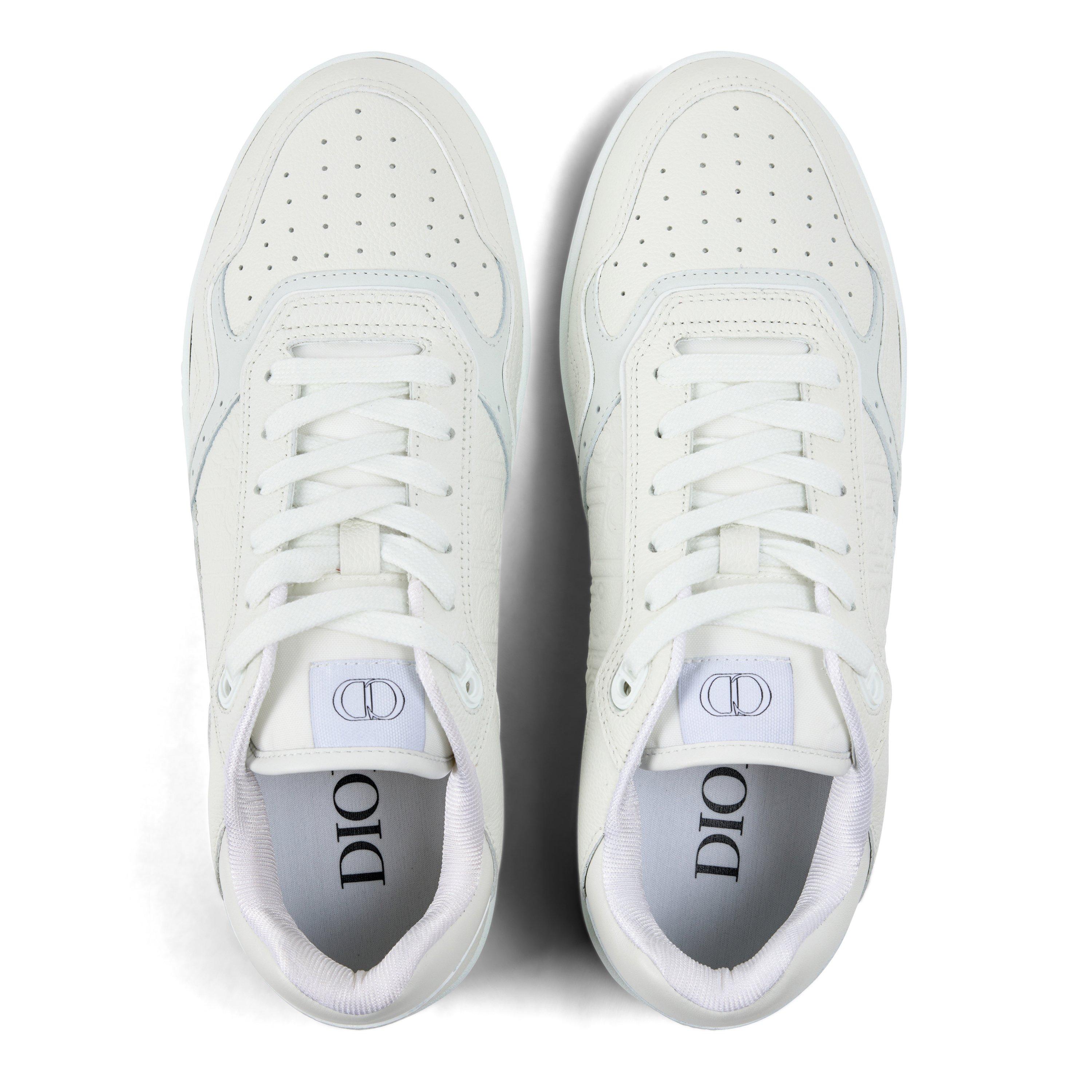 WHITE - DIOR - Men's B27 Oblique Leather Low-Top Trainers - 4