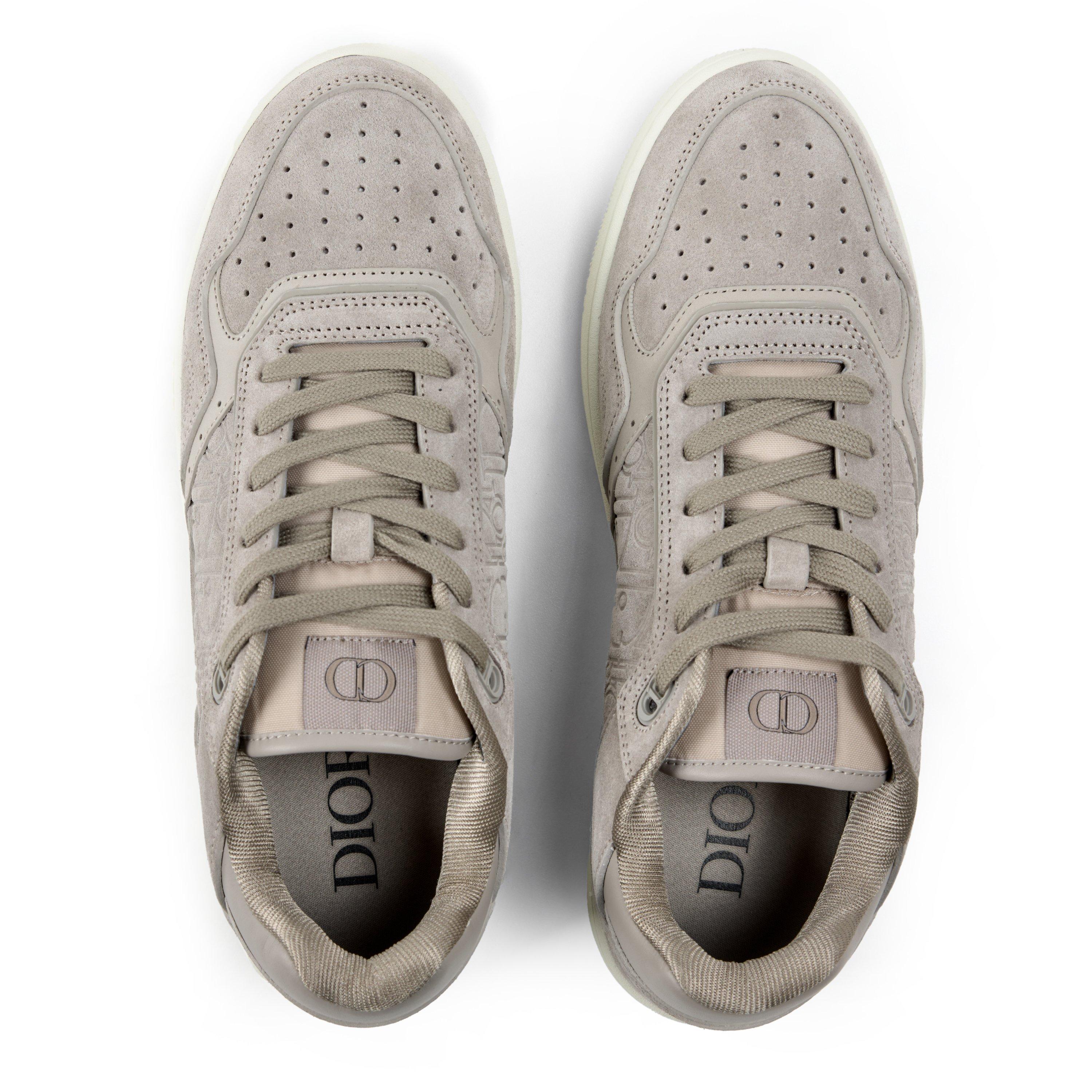 GREY - DIOR - Men's B27 Oblique Suede Low-Top Trainers - 4