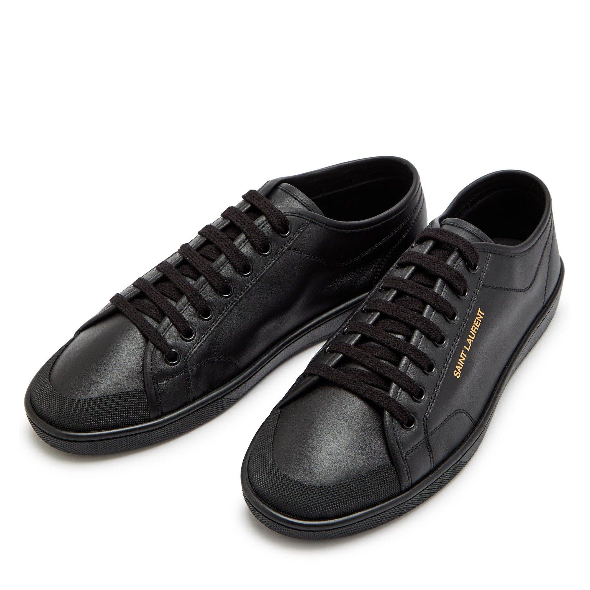 BLACK - Saint Laurent - Men's Leather Low-Top Trainers - 3