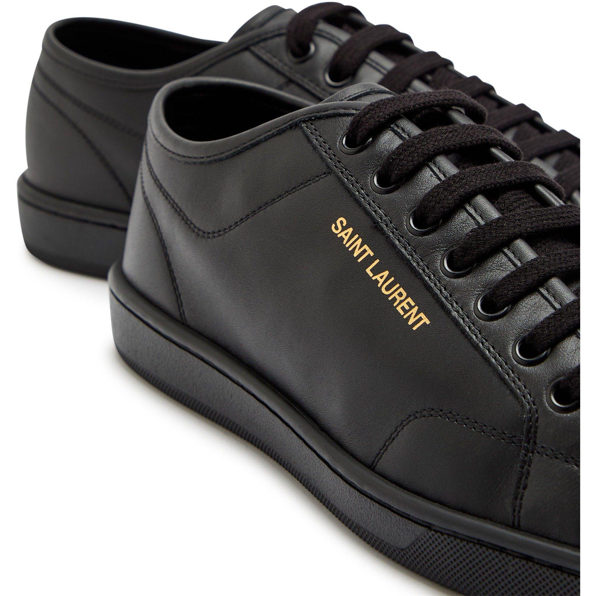BLACK - Saint Laurent - Men's Leather Low-Top Trainers - 4