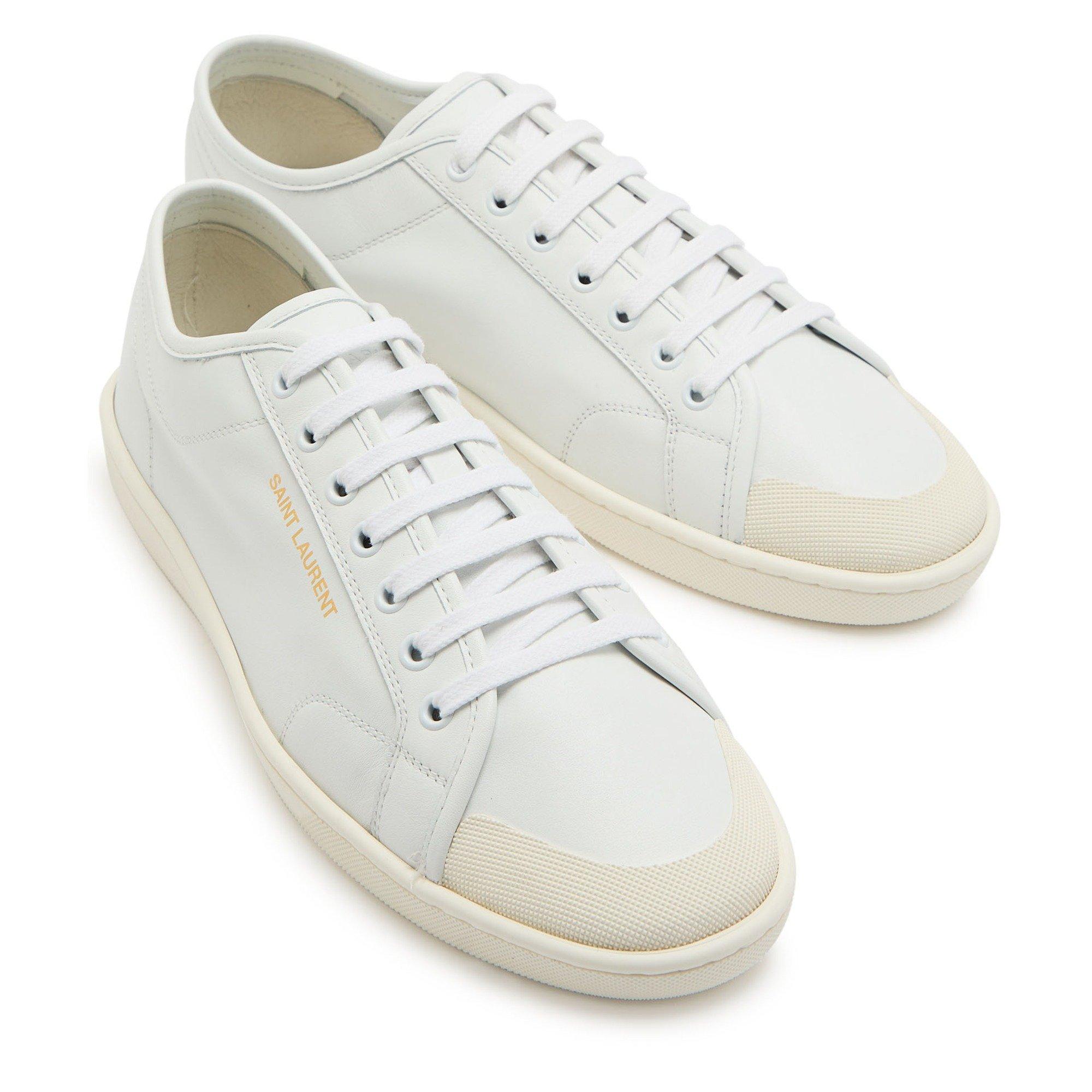 WHITE - Saint Laurent - Men's Leather Low-Top Trainers - 3