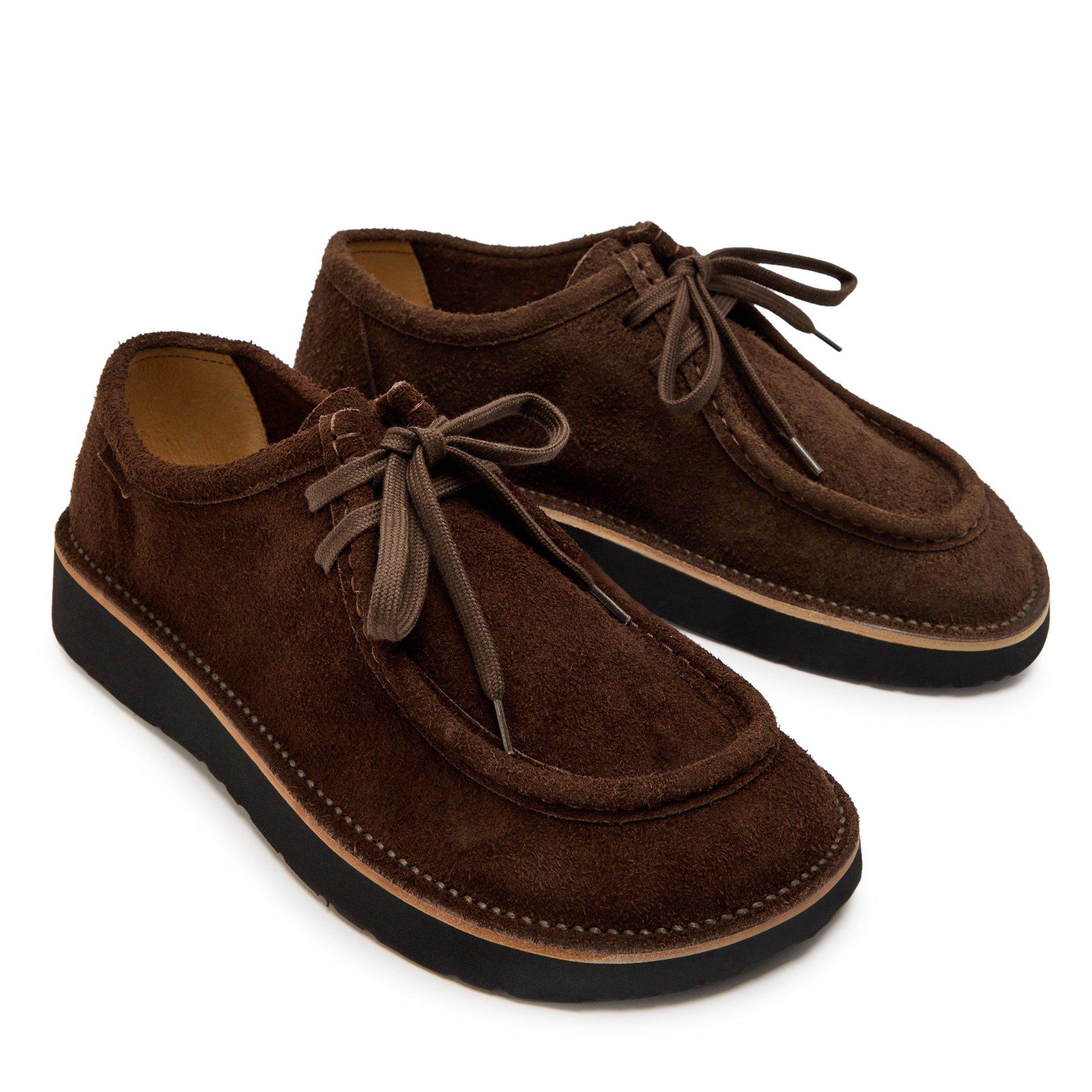 DARK BROWN - LOEWE - Men's Faro Suede Derby Shoes - 3