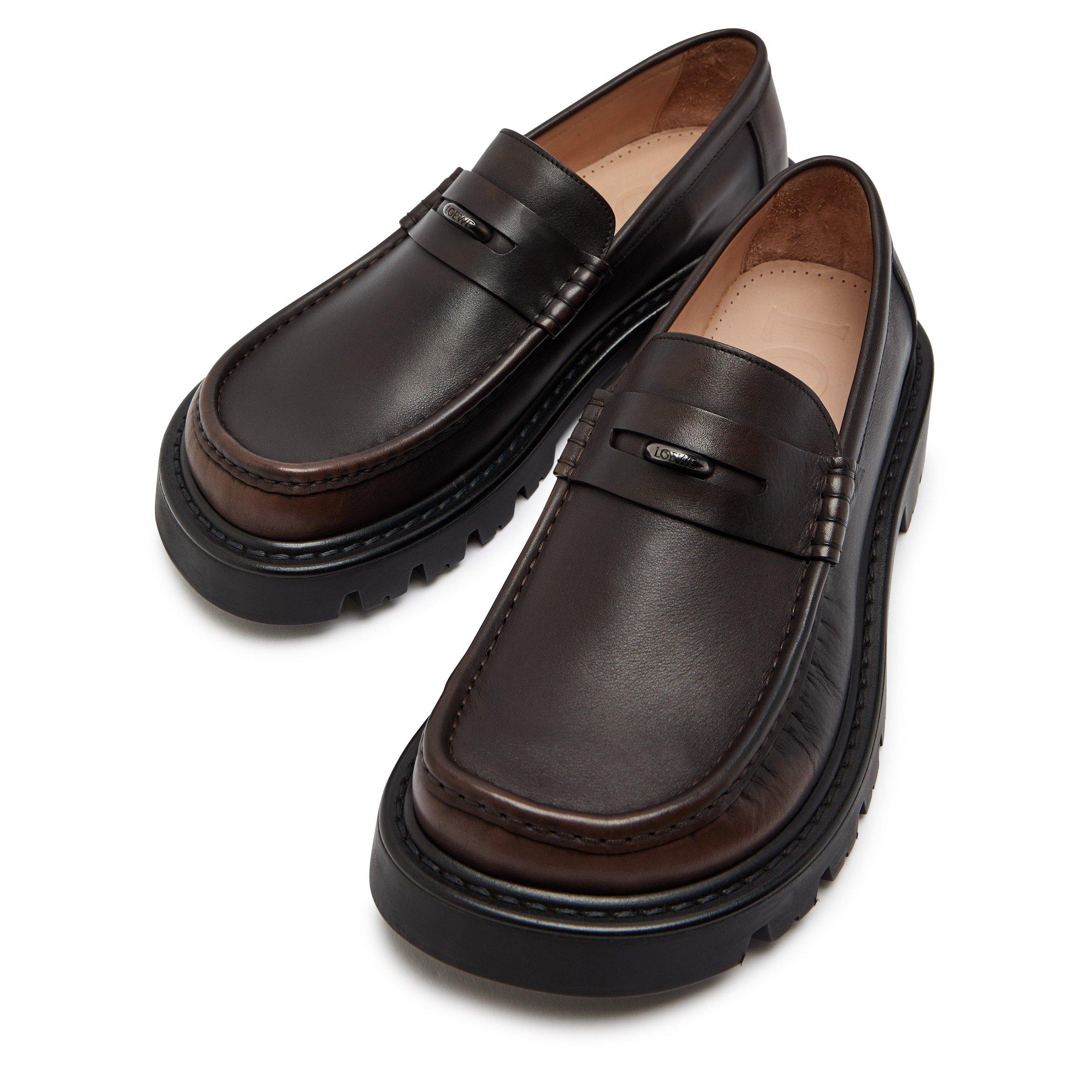 DARK BROWN - LOEWE - Men's Sierra Donut Leather Loafers - 3