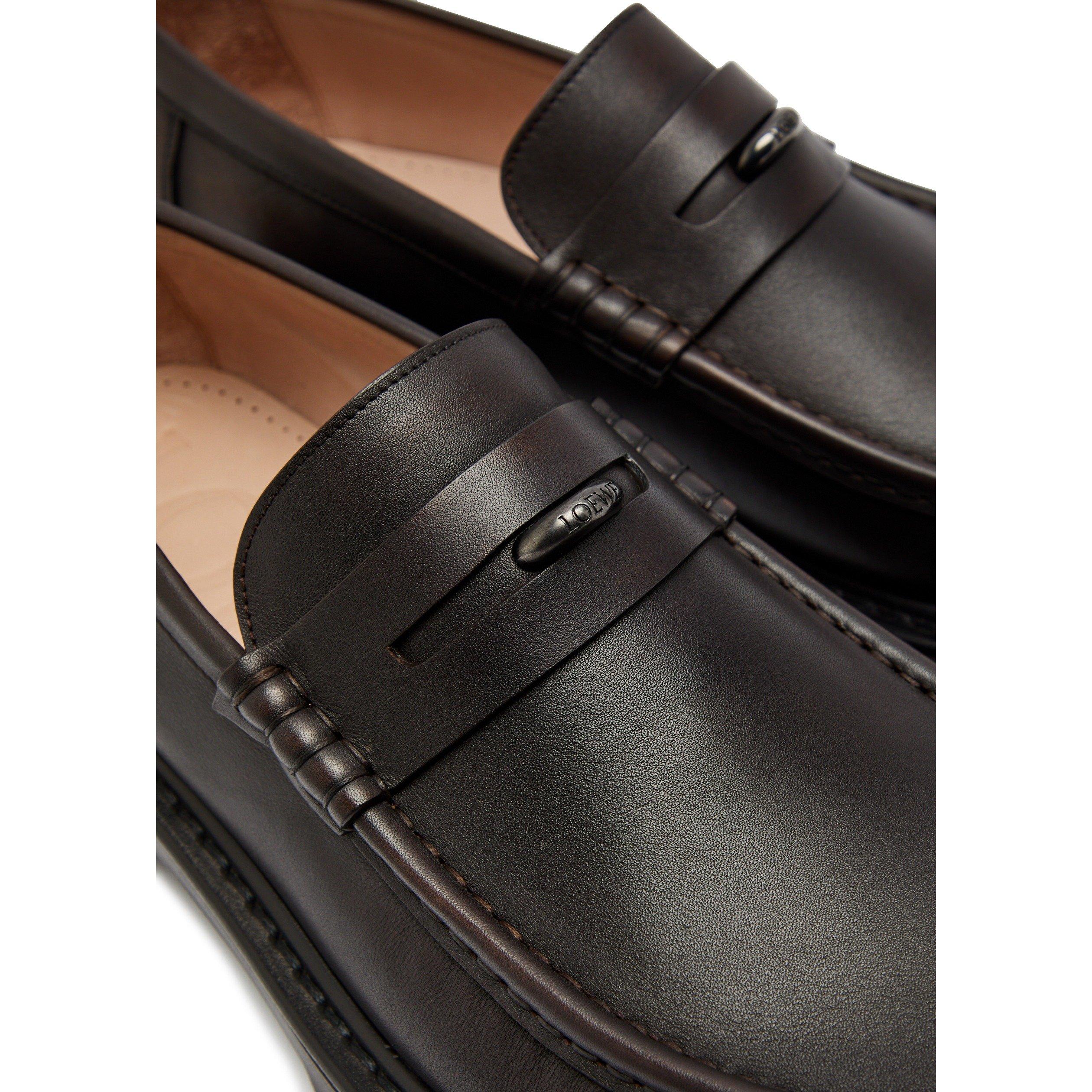 DARK BROWN - LOEWE - Men's Sierra Donut Leather Loafers - 4