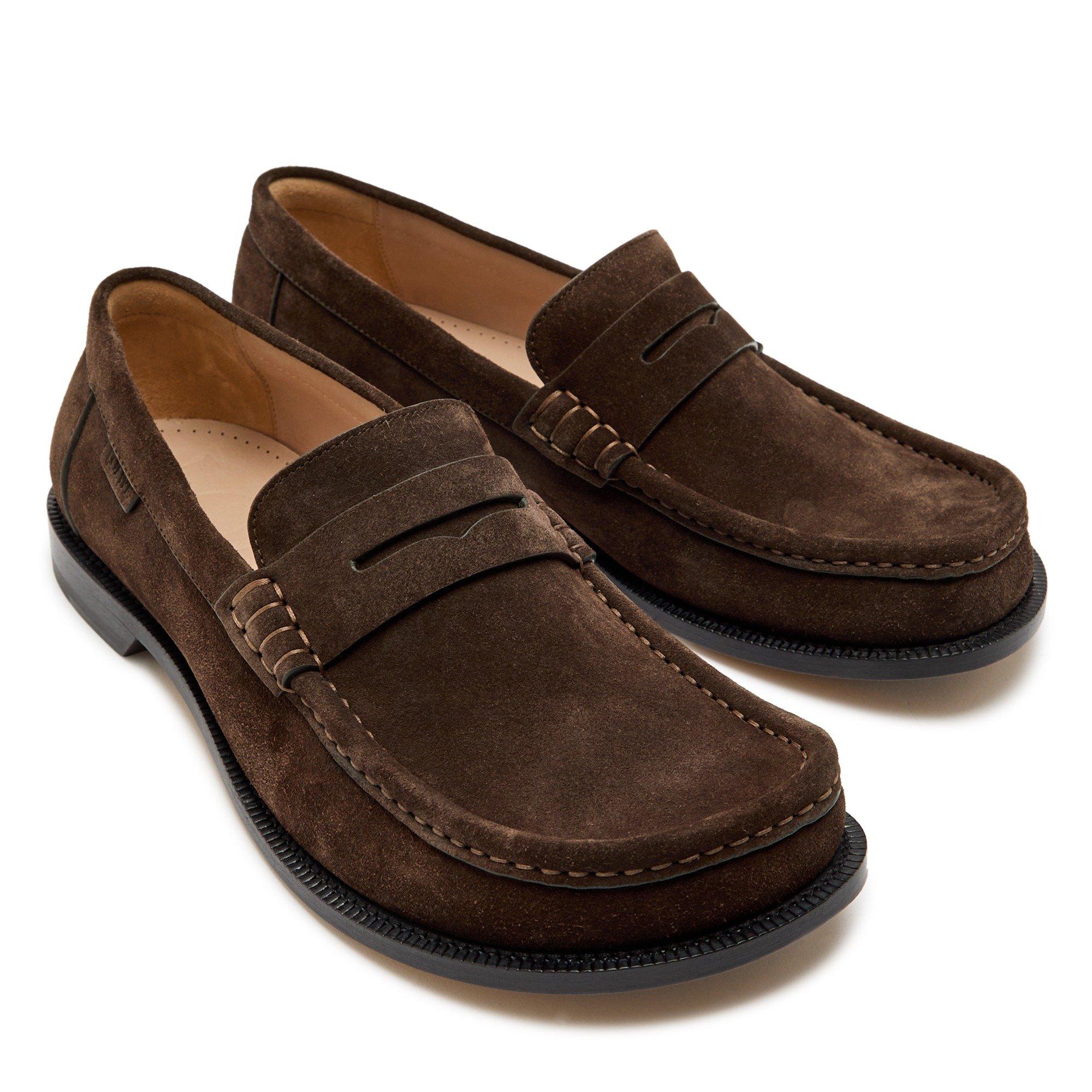 DARK BROWN - LOEWE - Men's Campo Suede Loafers - 3