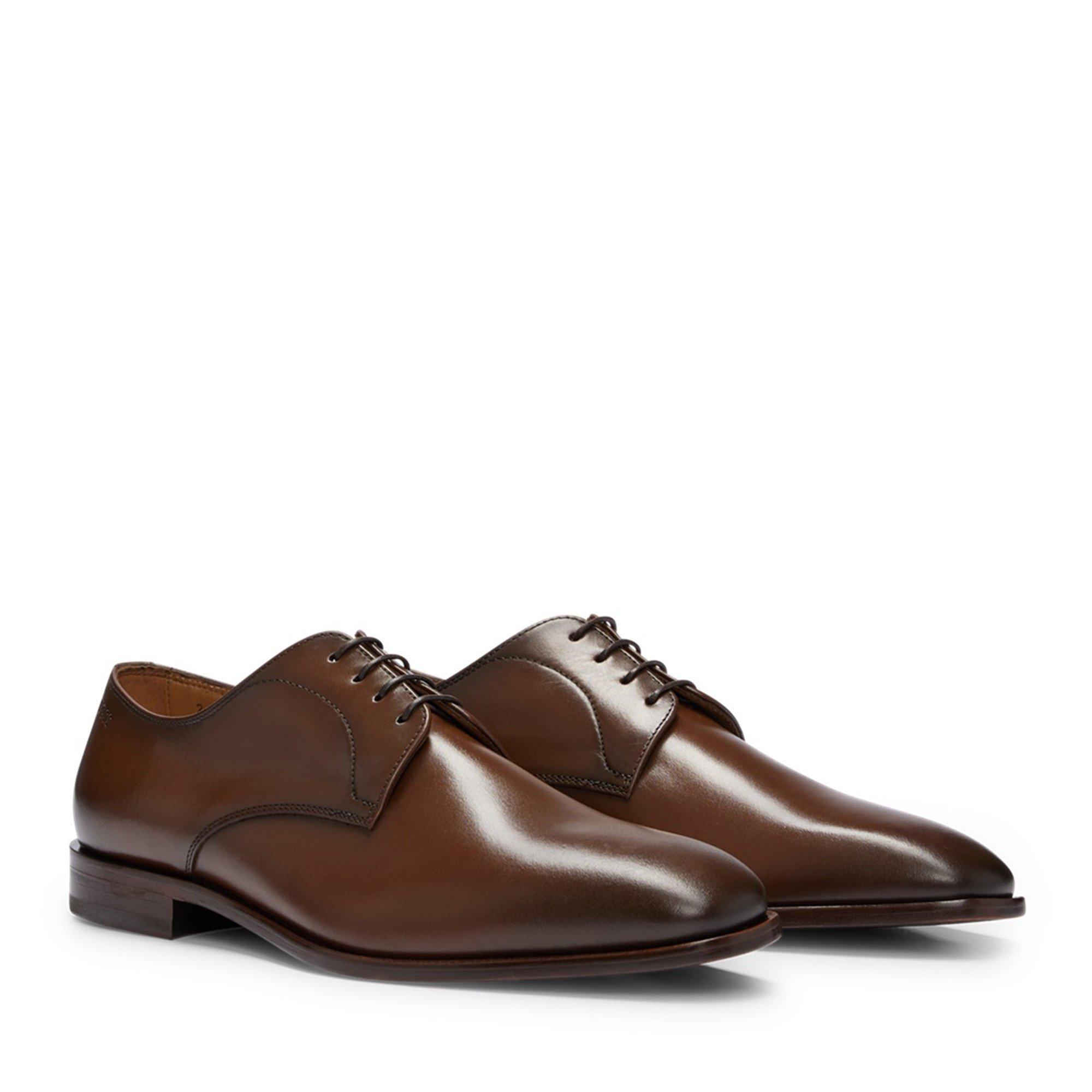 Medium Brown - Boss - Men's Lisbon Derby Crafted Silhouette Shoes - 3