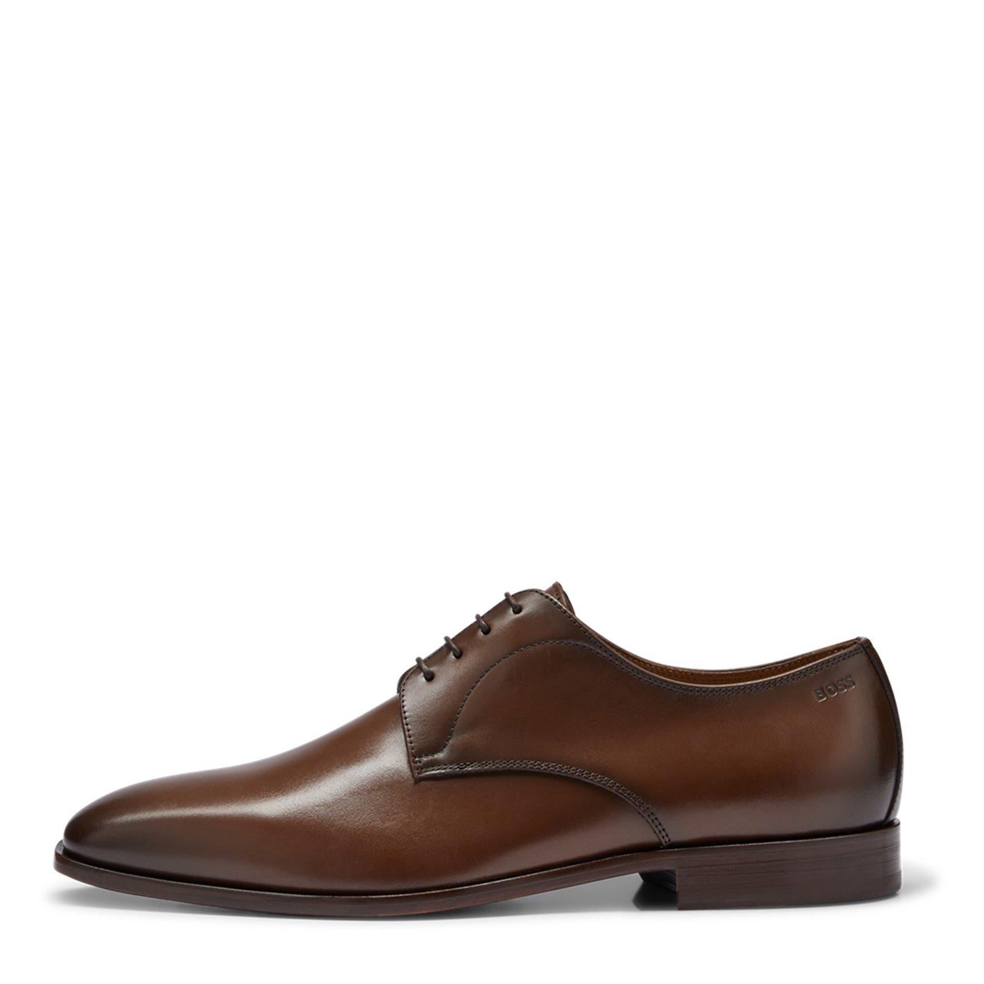 Medium Brown - Boss - Men's Lisbon Derby Crafted Silhouette Shoes - 7