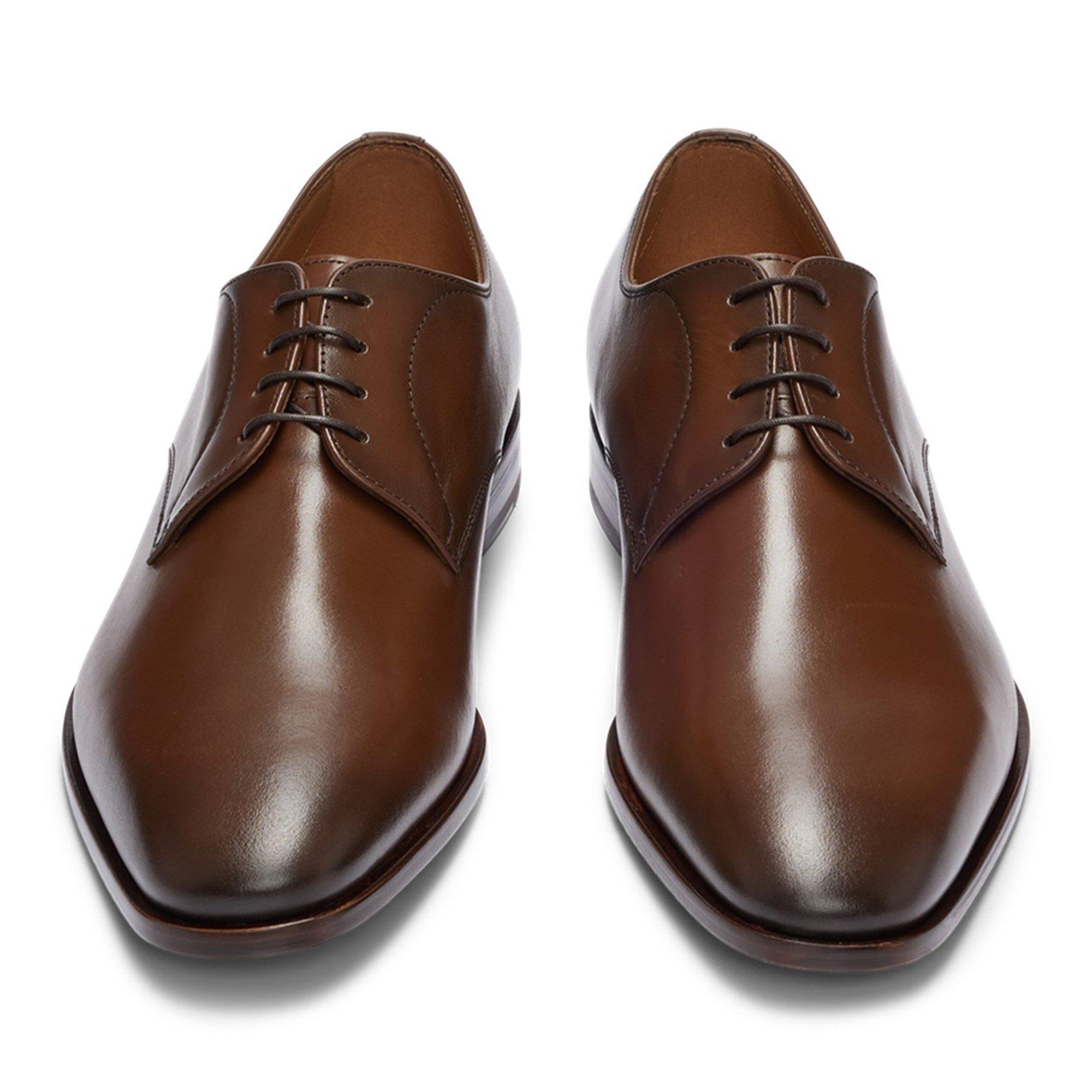 Medium Brown - Boss - Men's Lisbon Derby Crafted Silhouette Shoes - 10