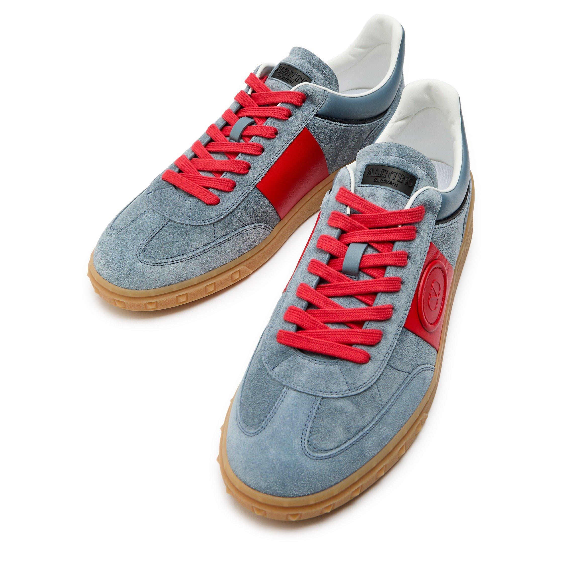 GREY AND OTHER - Valentino - Men's Upvillage Suede Low-Top Trainers - 3