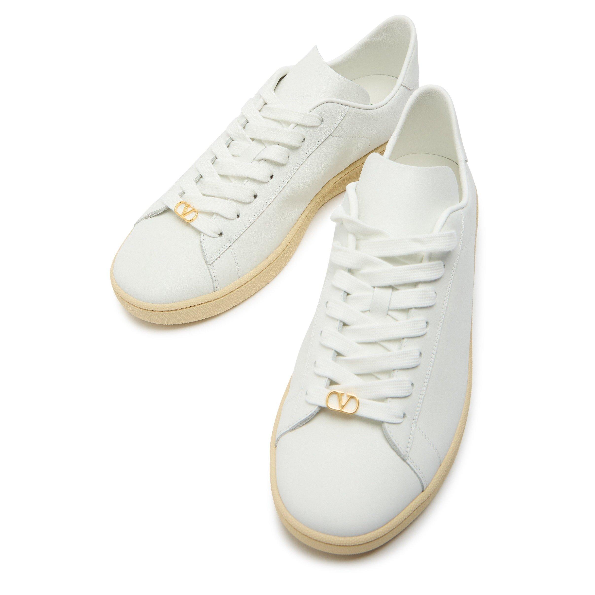 WHITE - Valentino - Men's Royco Leather Low-Top Trainers - 3