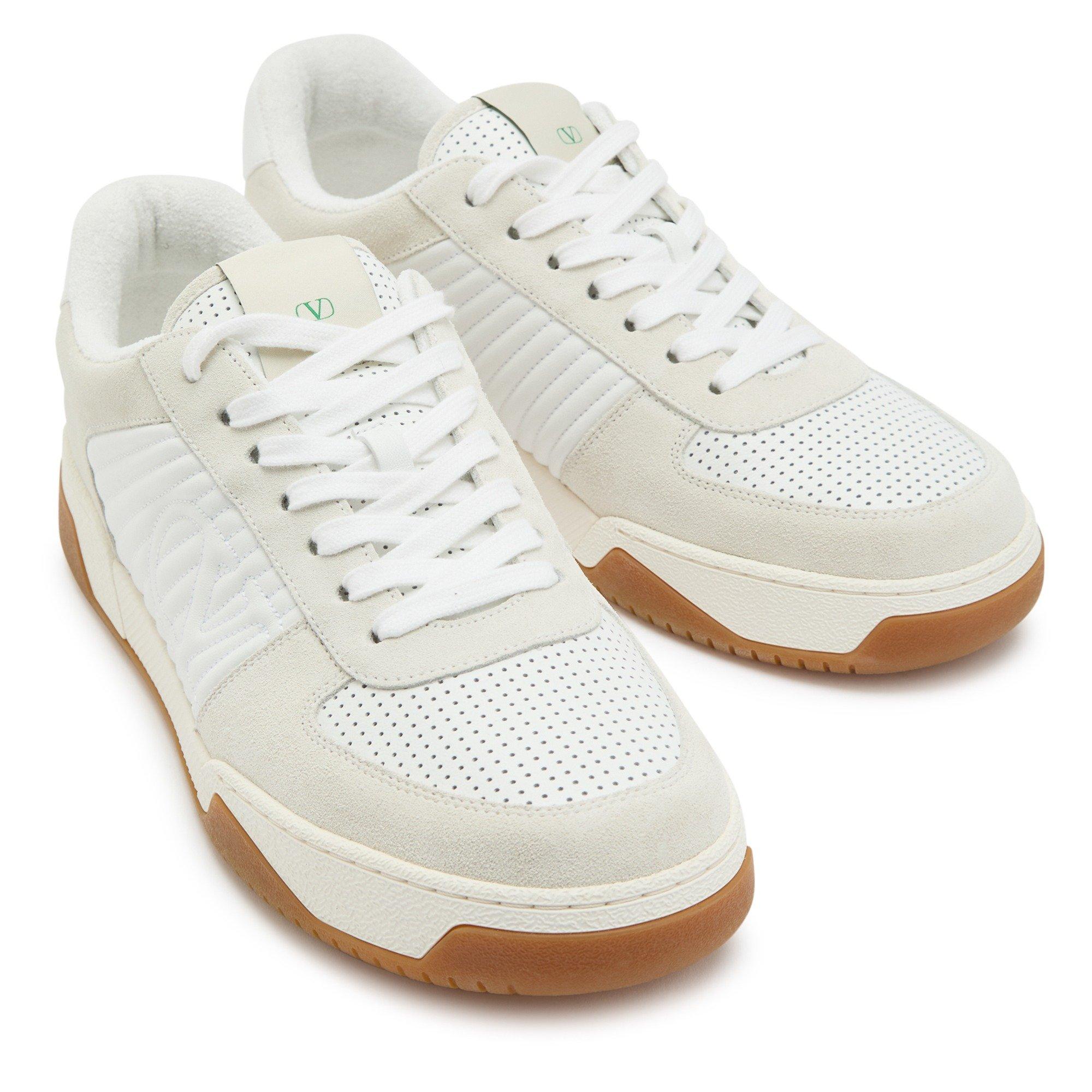 WHITE - Valentino - Men's Suede Low-Top Trainers - 3