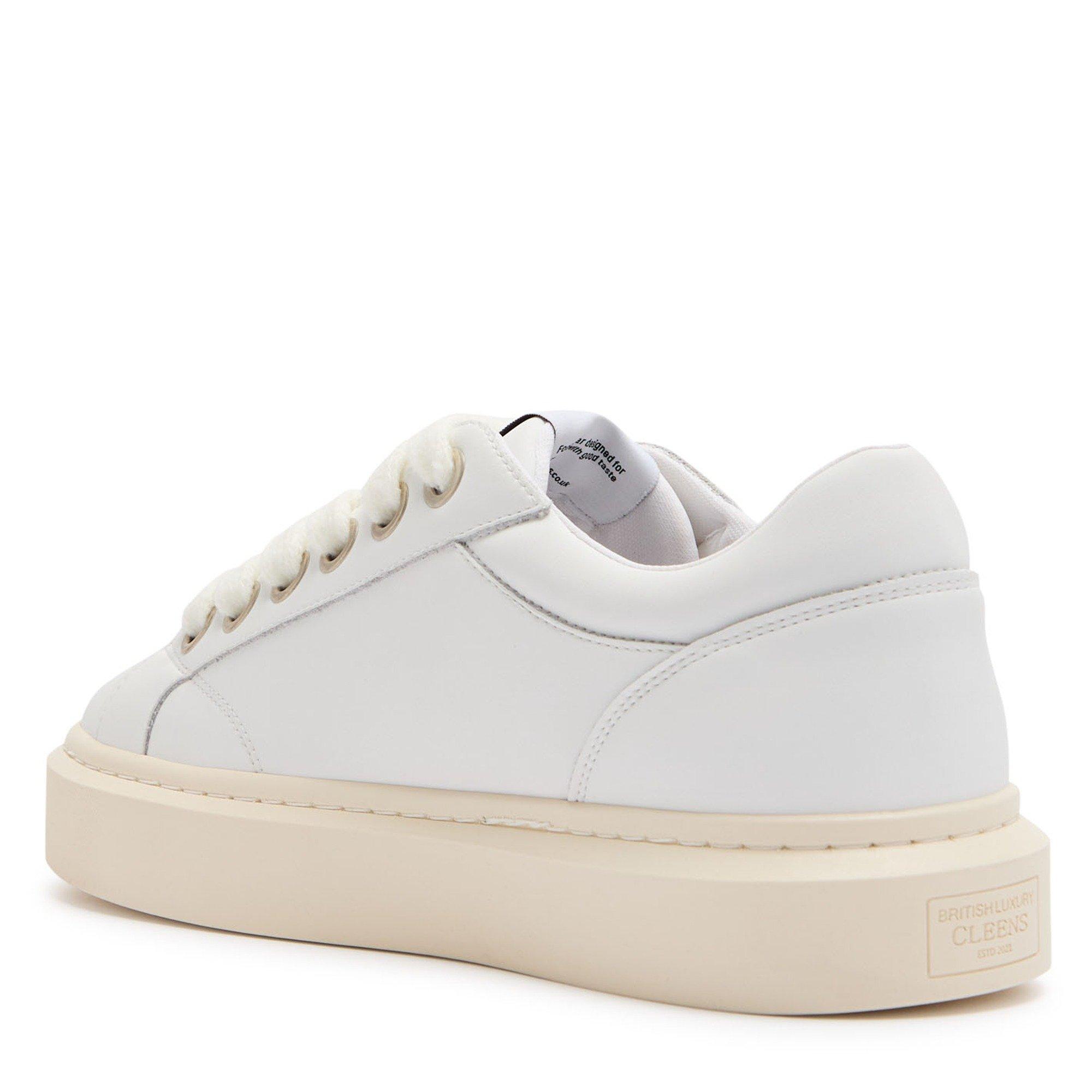 WHITE - Cleens - Men's ACE Leather Low-Top Trainers - 2