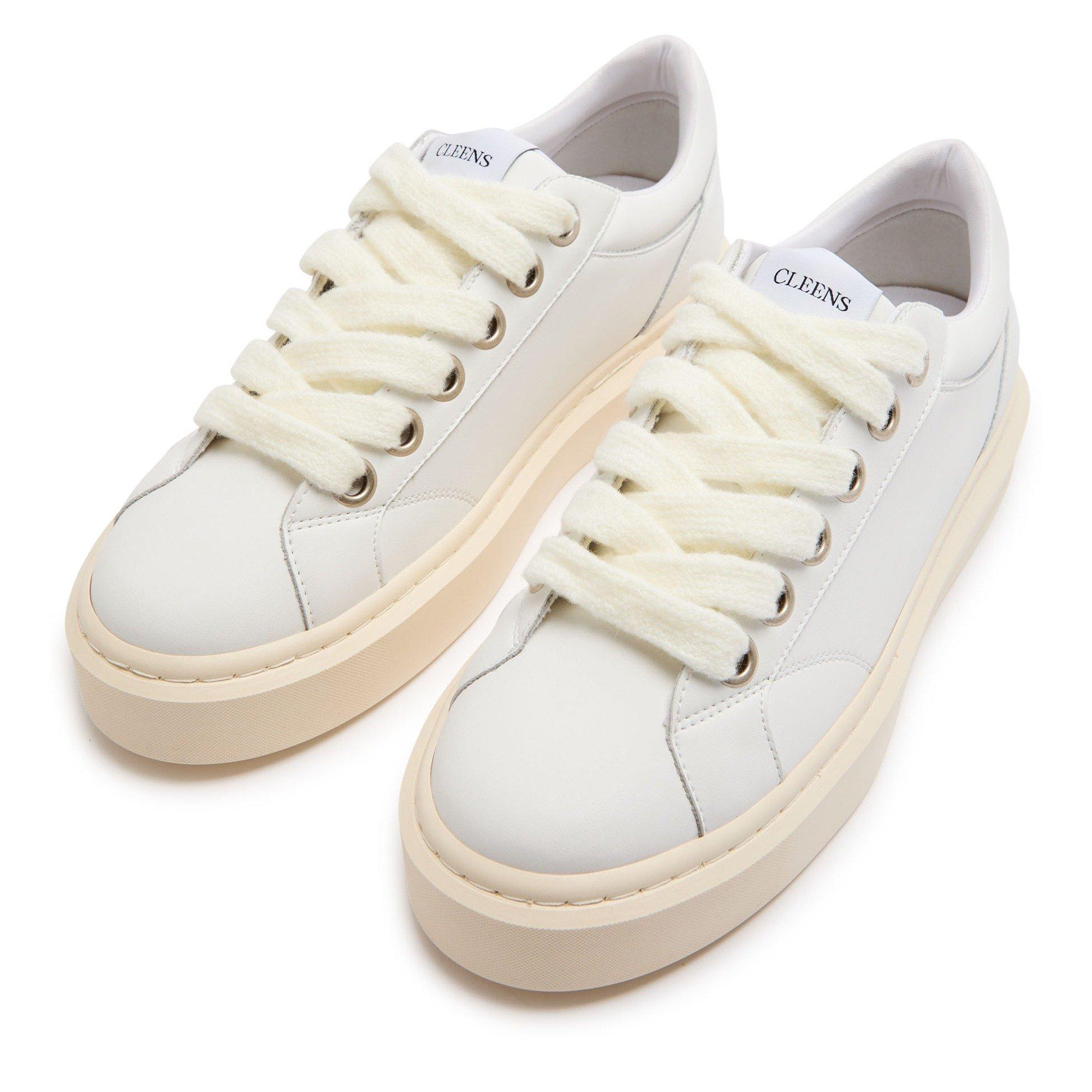 WHITE - Cleens - Men's ACE Leather Low-Top Trainers - 3