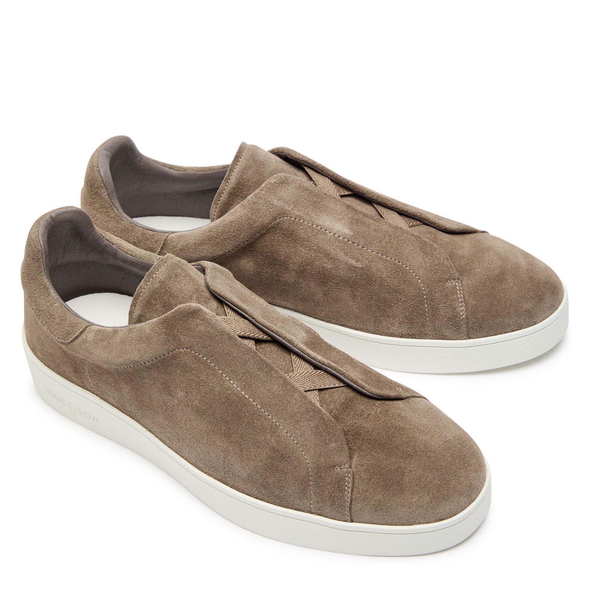 BROWN - Jude Llow - Men's Luca Suede Slip-On Trainers - 3