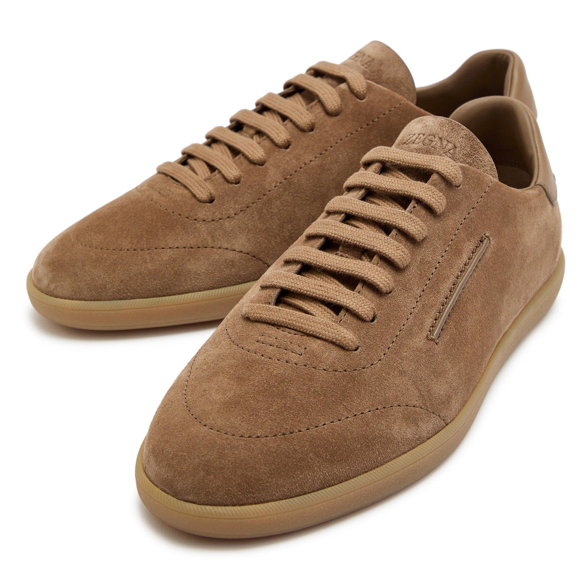 BEIGE - Zegna - Men's 232 Suede Low-Top Trainers - 3