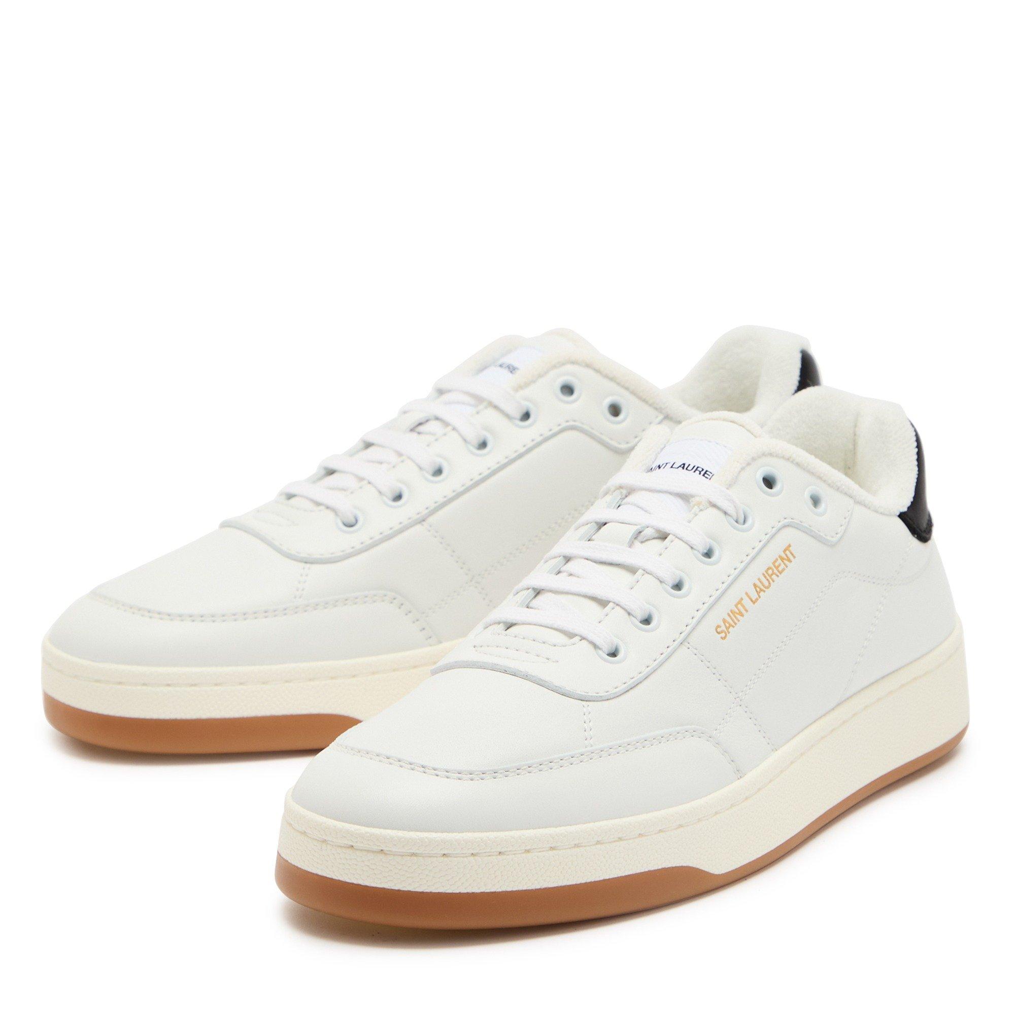 WHITE - Saint Laurent - Men's SL61 Leather Low-Top Trainers - 3