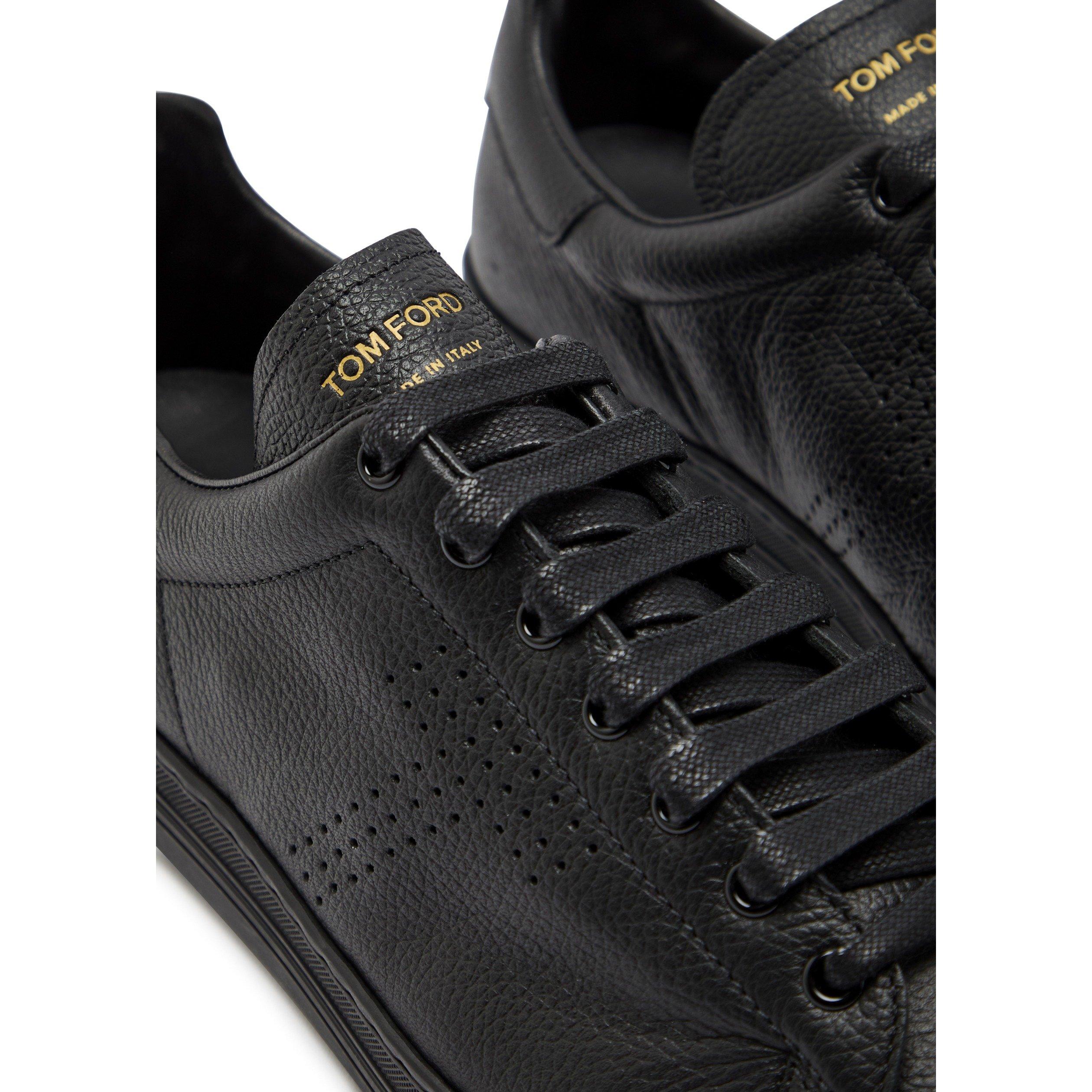 BLACK - Tom Ford - grain leather warwick sneake - 4