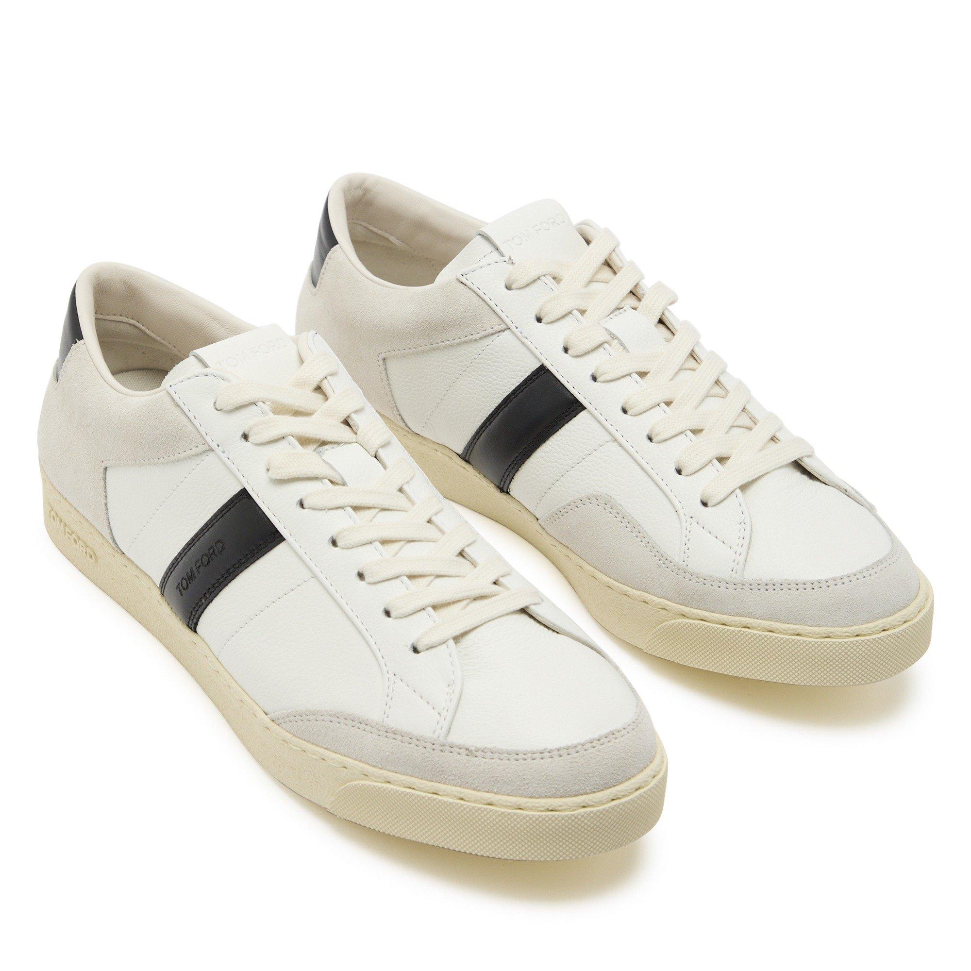 WHITE AND OTHER - Tom Ford - suede + grain leather low top - 3