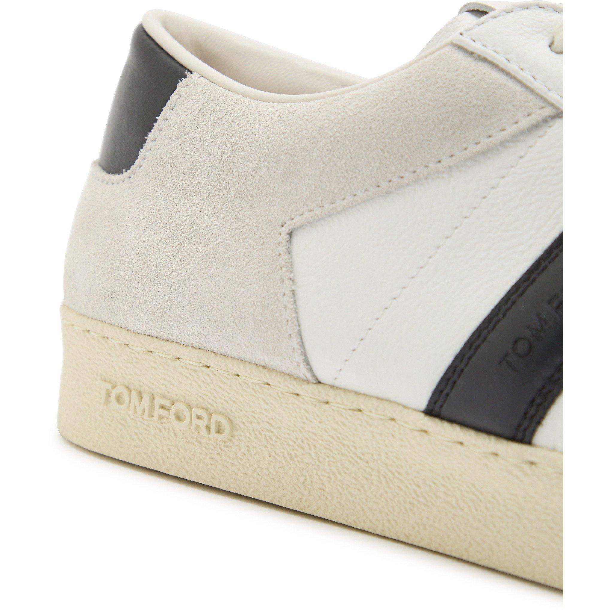 WHITE AND OTHER - Tom Ford - suede + grain leather low top - 4