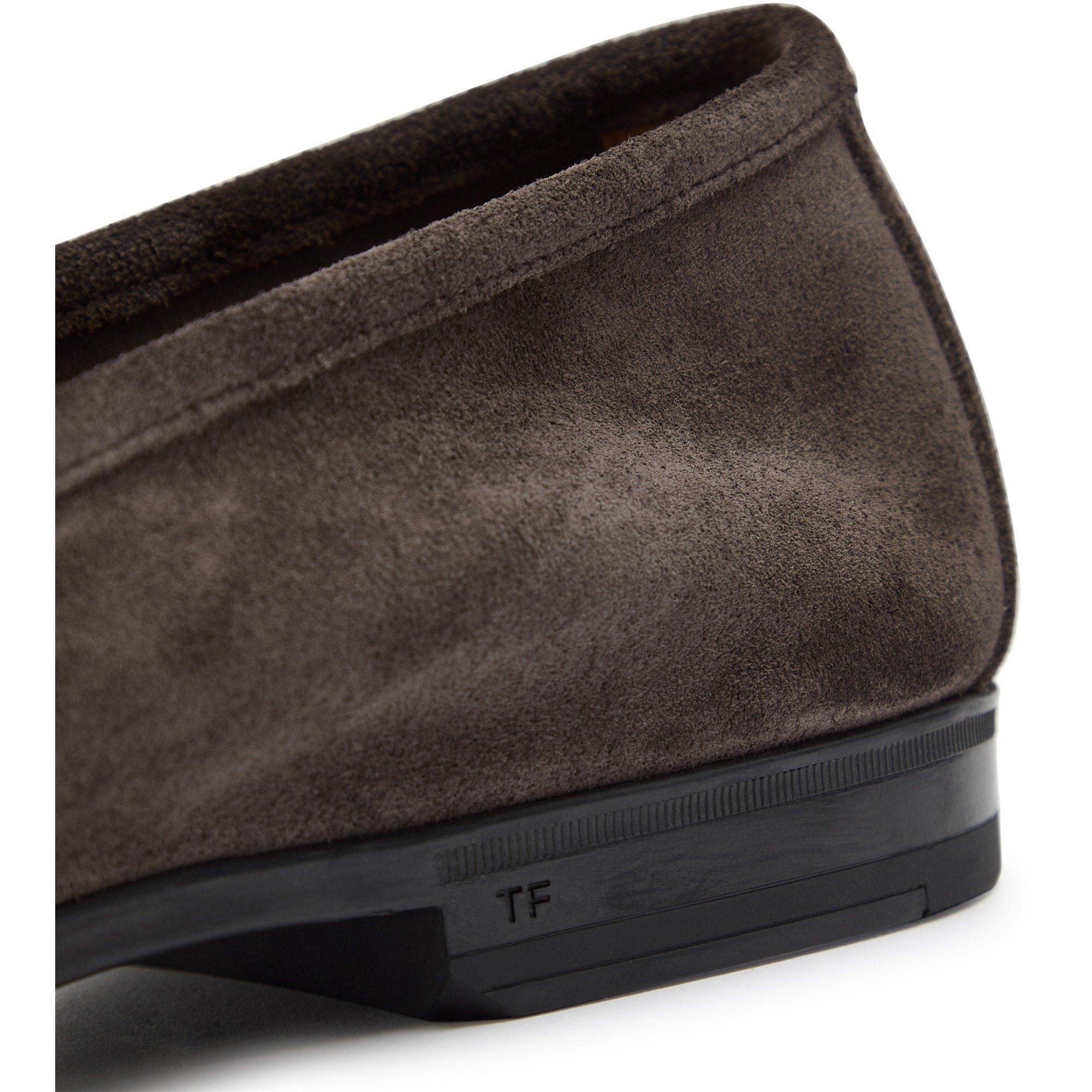 BROWN - Tom Ford - Men's Sean Suede Slip-On Loafers - 4