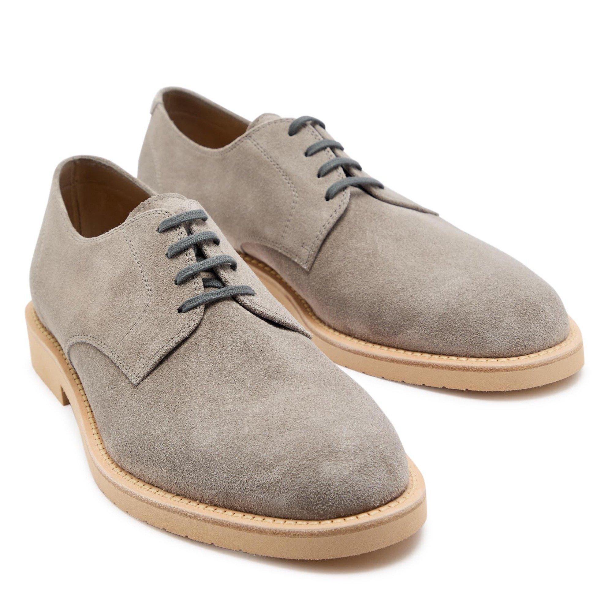 GREY - Brunello Cucinelli - Men's Suede Derby Shoes - 3