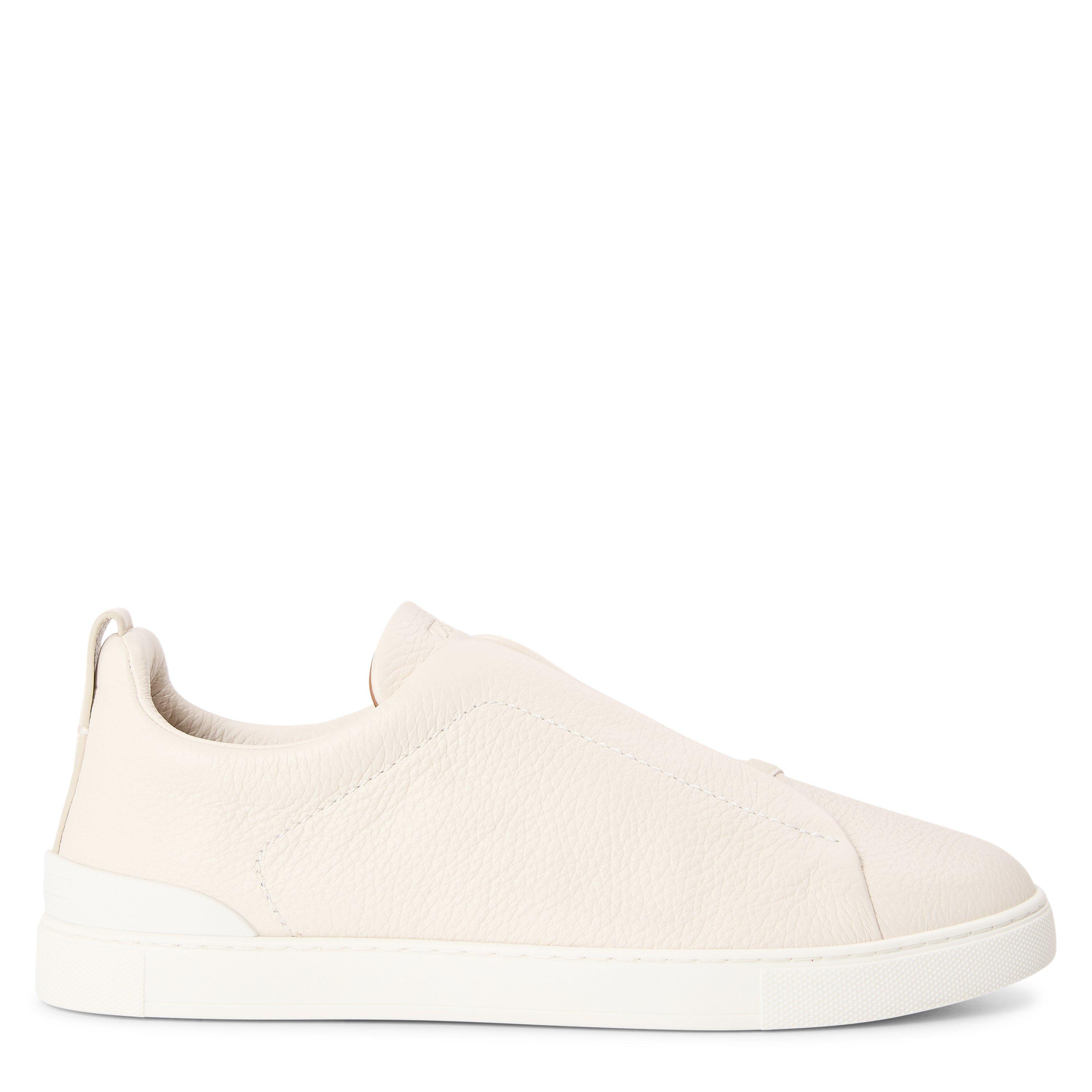 WHITE - Zegna - Men's Triple Stitch Leather Low-Top Trainers - 1