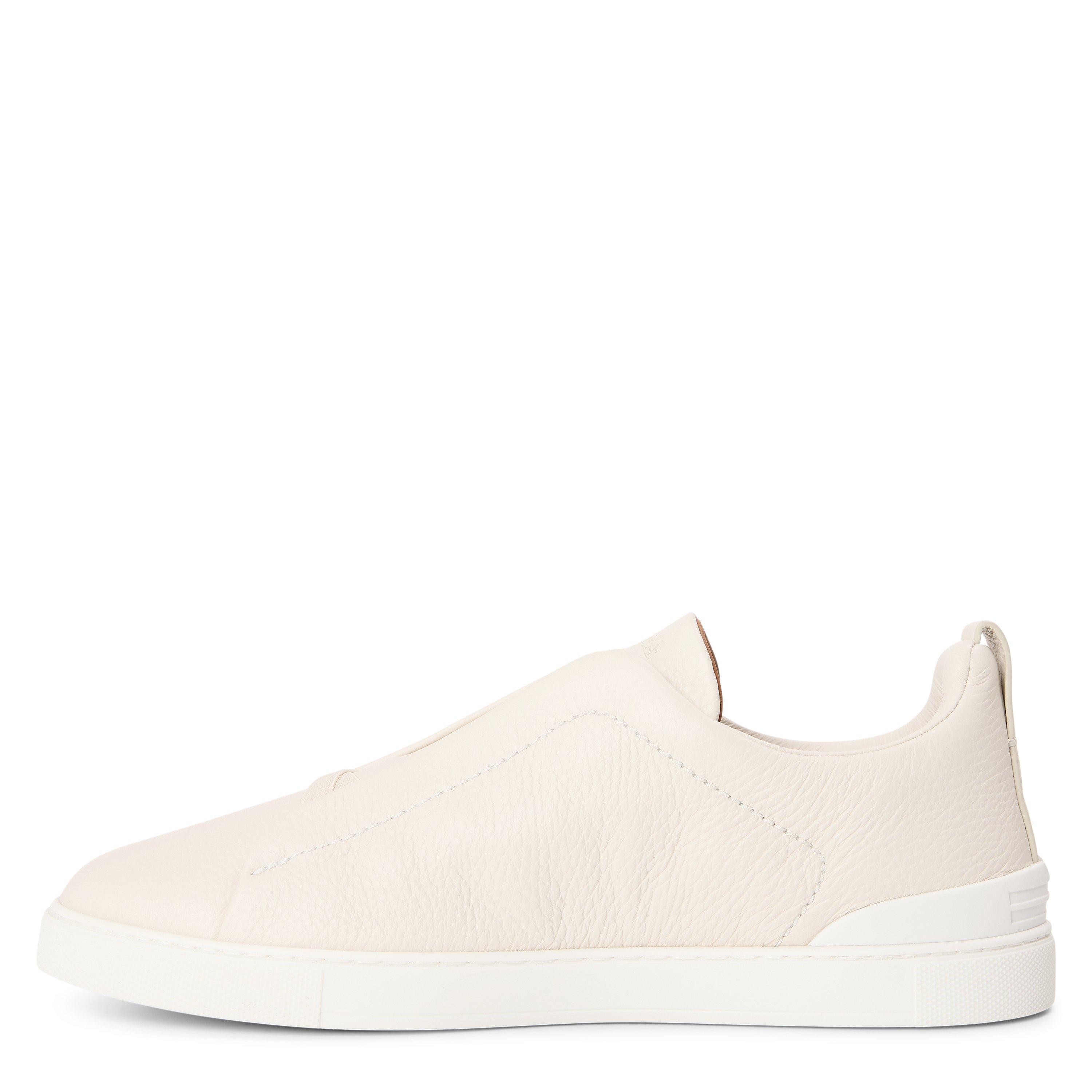 WHITE - Zegna - Men's Triple Stitch Leather Low-Top Trainers - 2