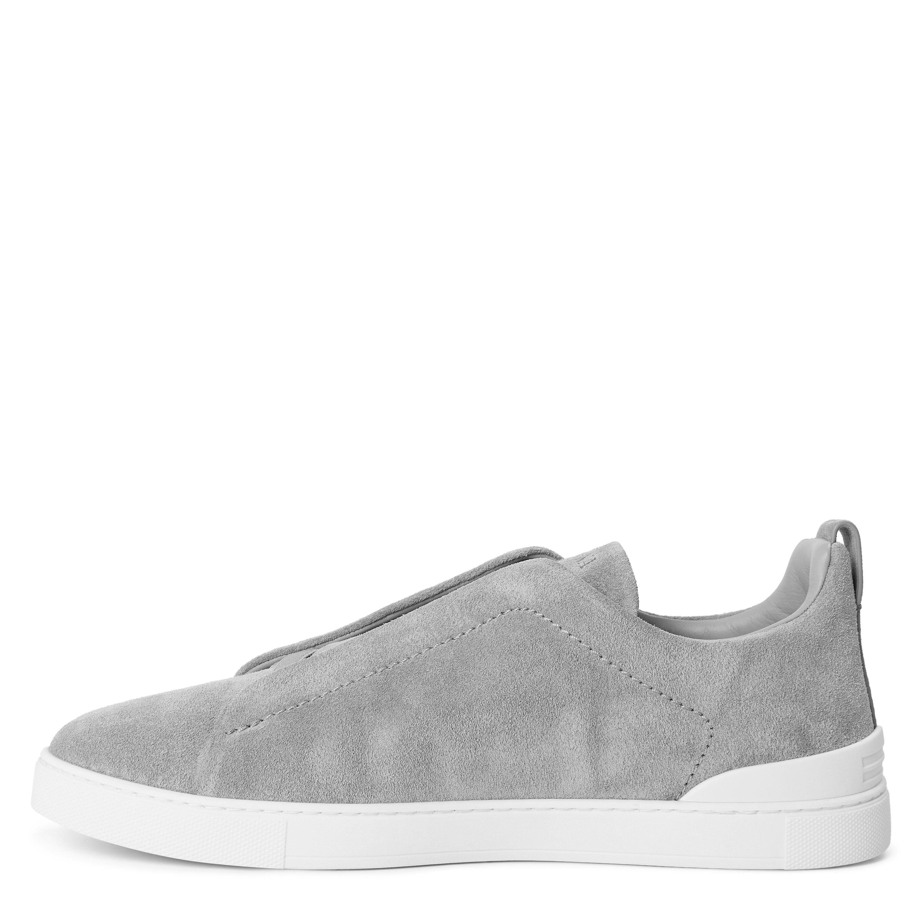 GREY - Zegna - Men's Triple Stitch Leather Low-Top Trainers - 2