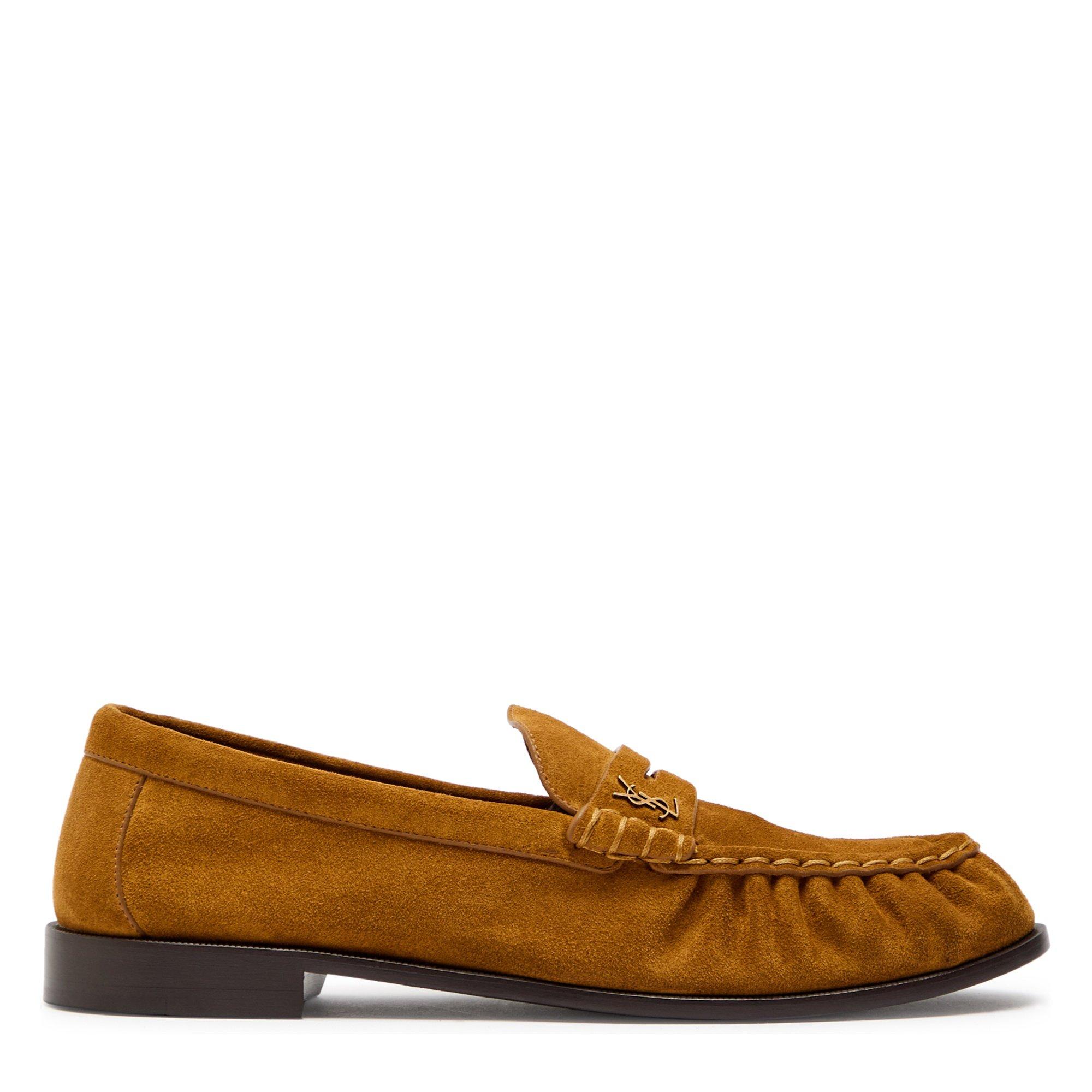 TAN - Saint Laurent - Men's Le Loafer 15 Moc Suede Shoes - 1