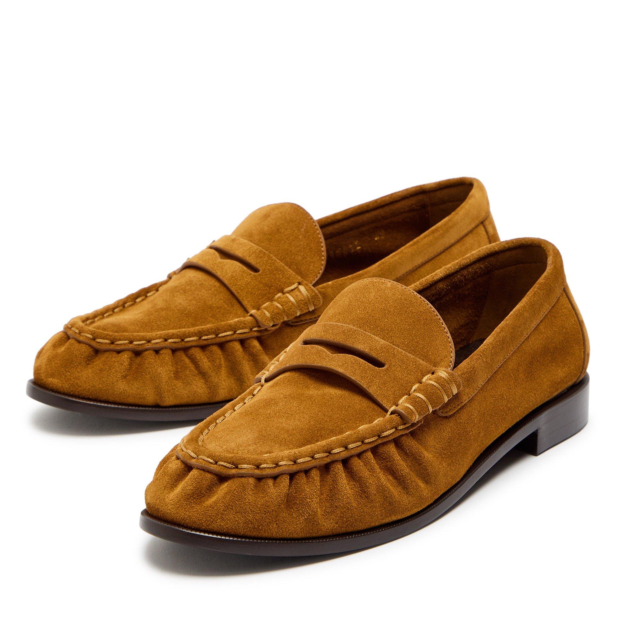 TAN - Saint Laurent - Men's Le Loafer 15 Moc Suede Shoes - 3