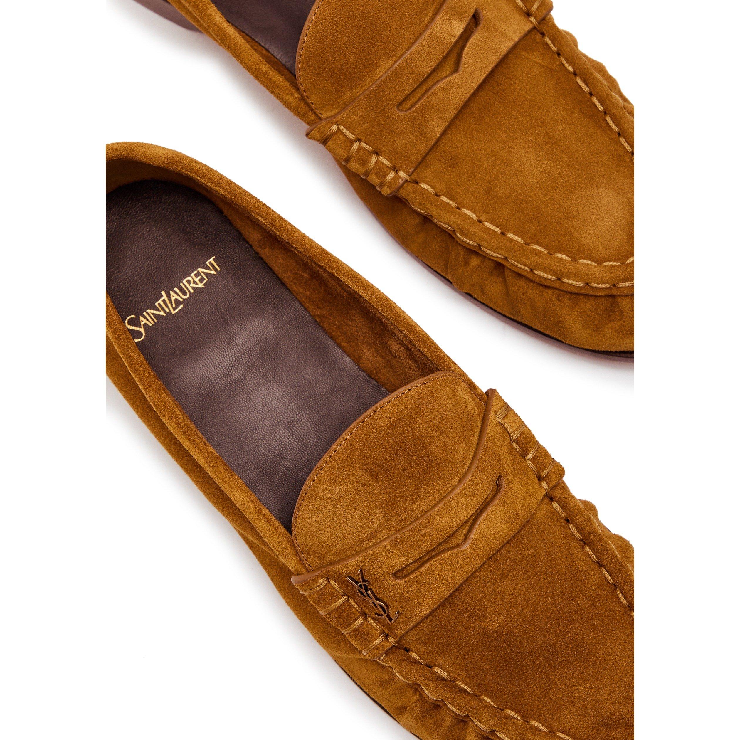 TAN - Saint Laurent - Men's Le Loafer 15 Moc Suede Shoes - 4