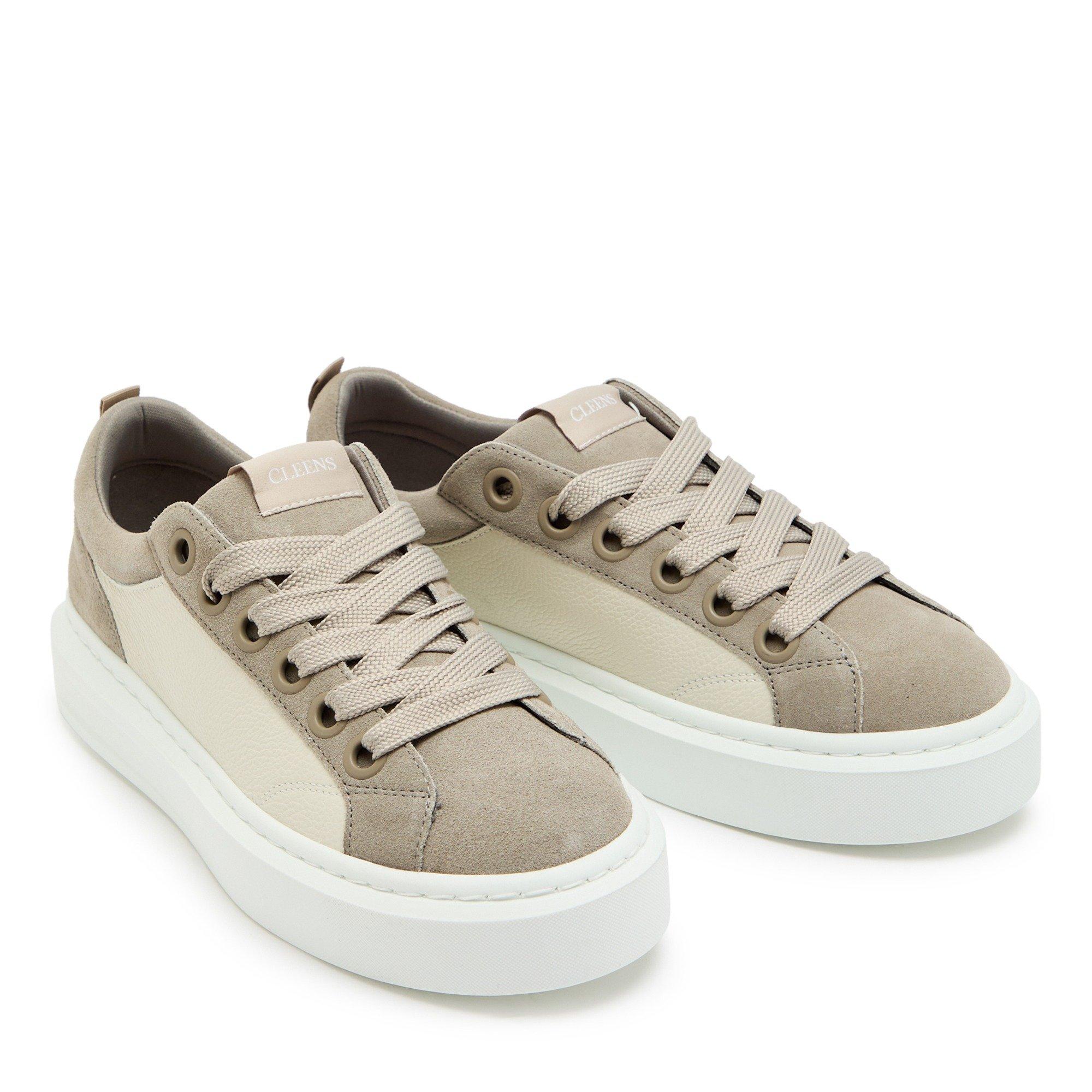 TAUPE - Cleens - Men's ACE Suede Low-Top Trainers - 3