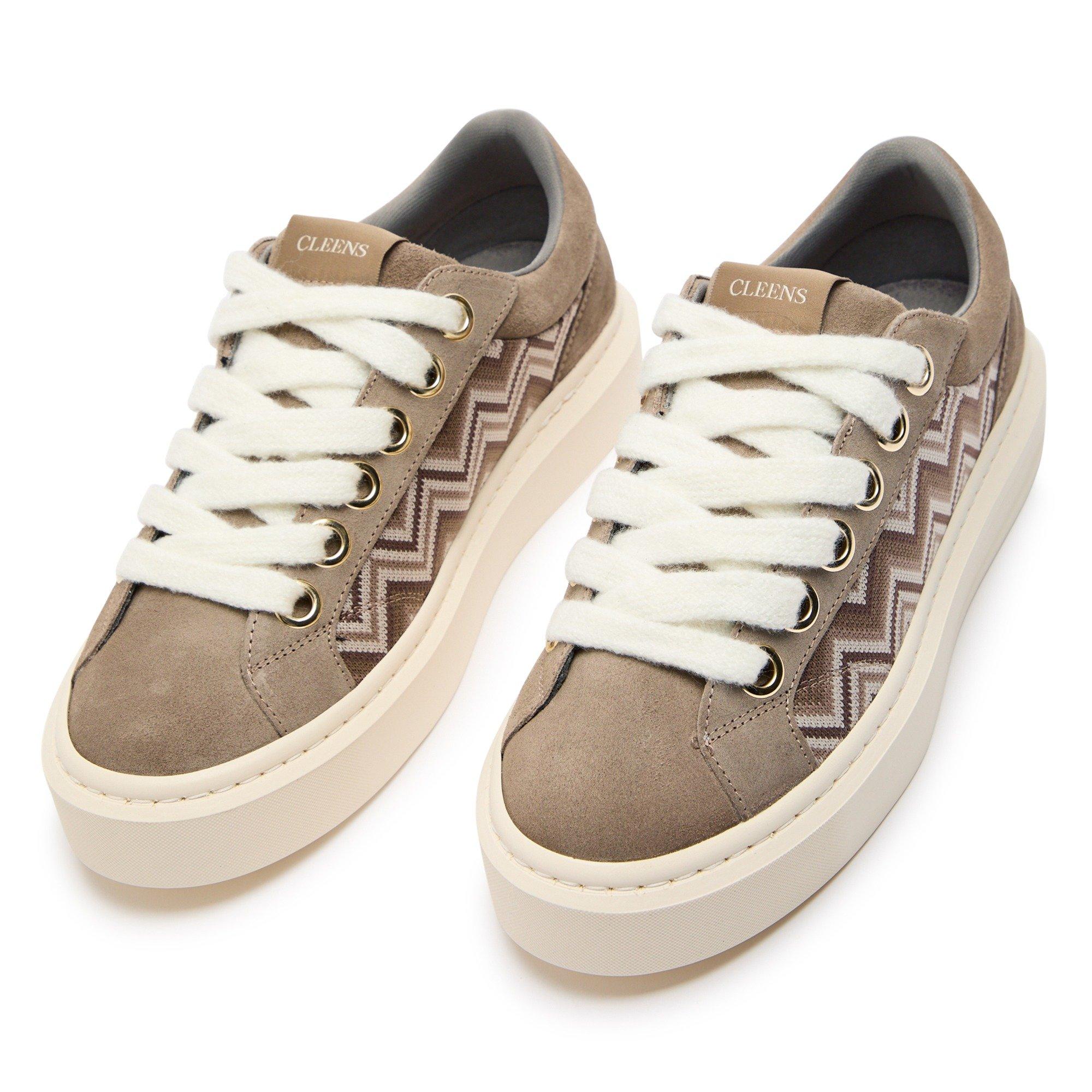 BEIGE - Cleens - Men's ACE Suede Low-Top Trainers - 3