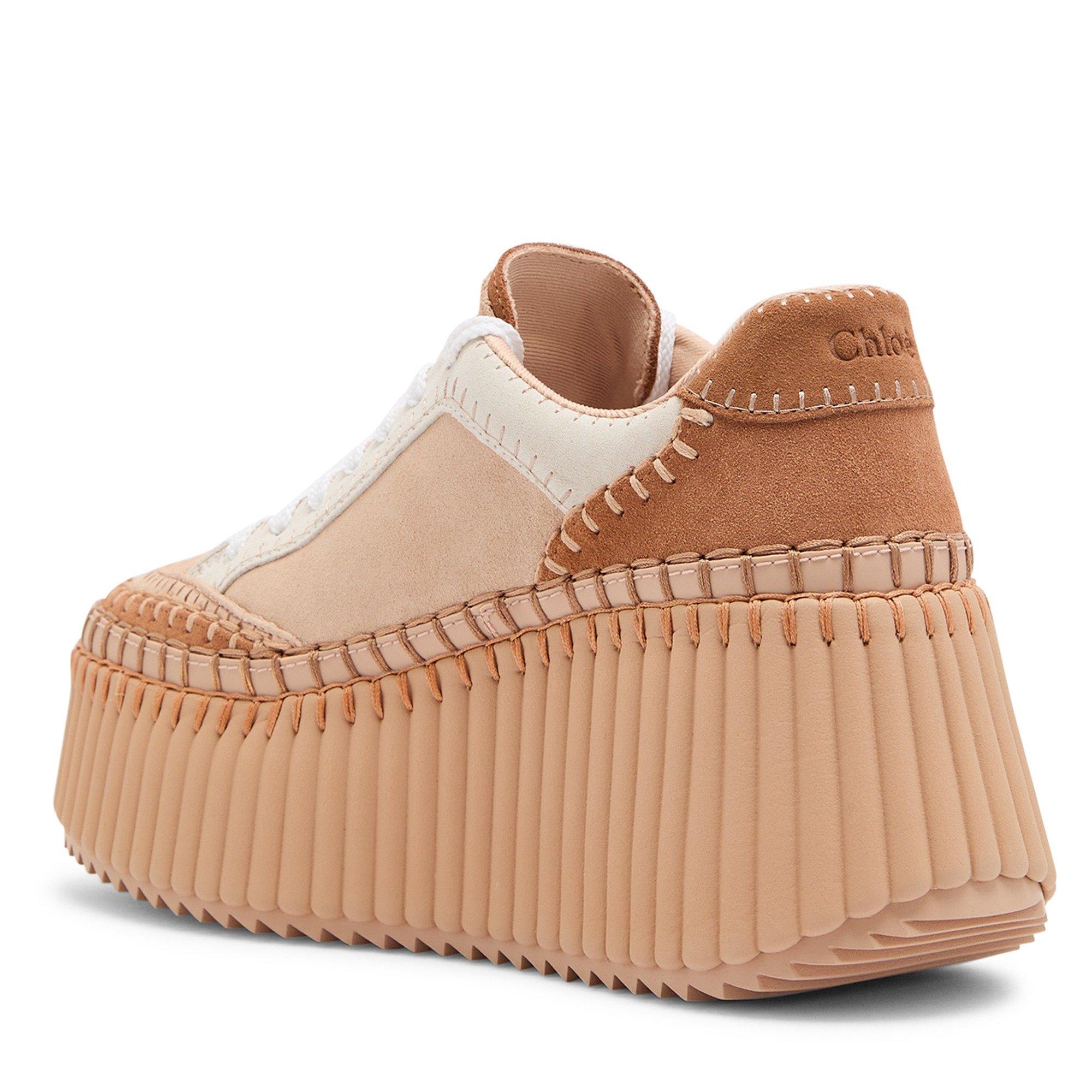 BROWN - Chloe - Women's Nama Suede Wedge Trainers - 2