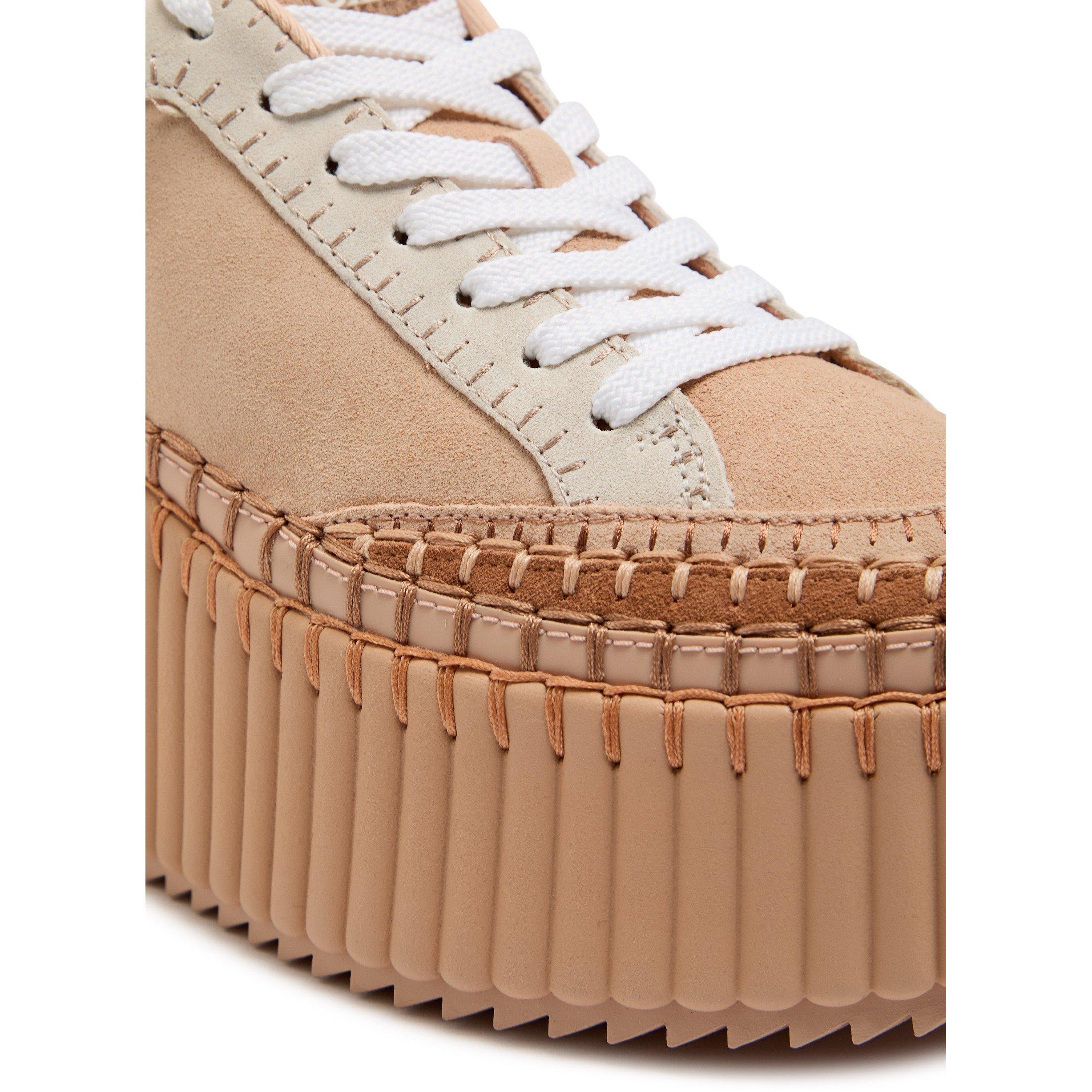 BROWN - Chloe - Women's Nama Suede Wedge Trainers - 4