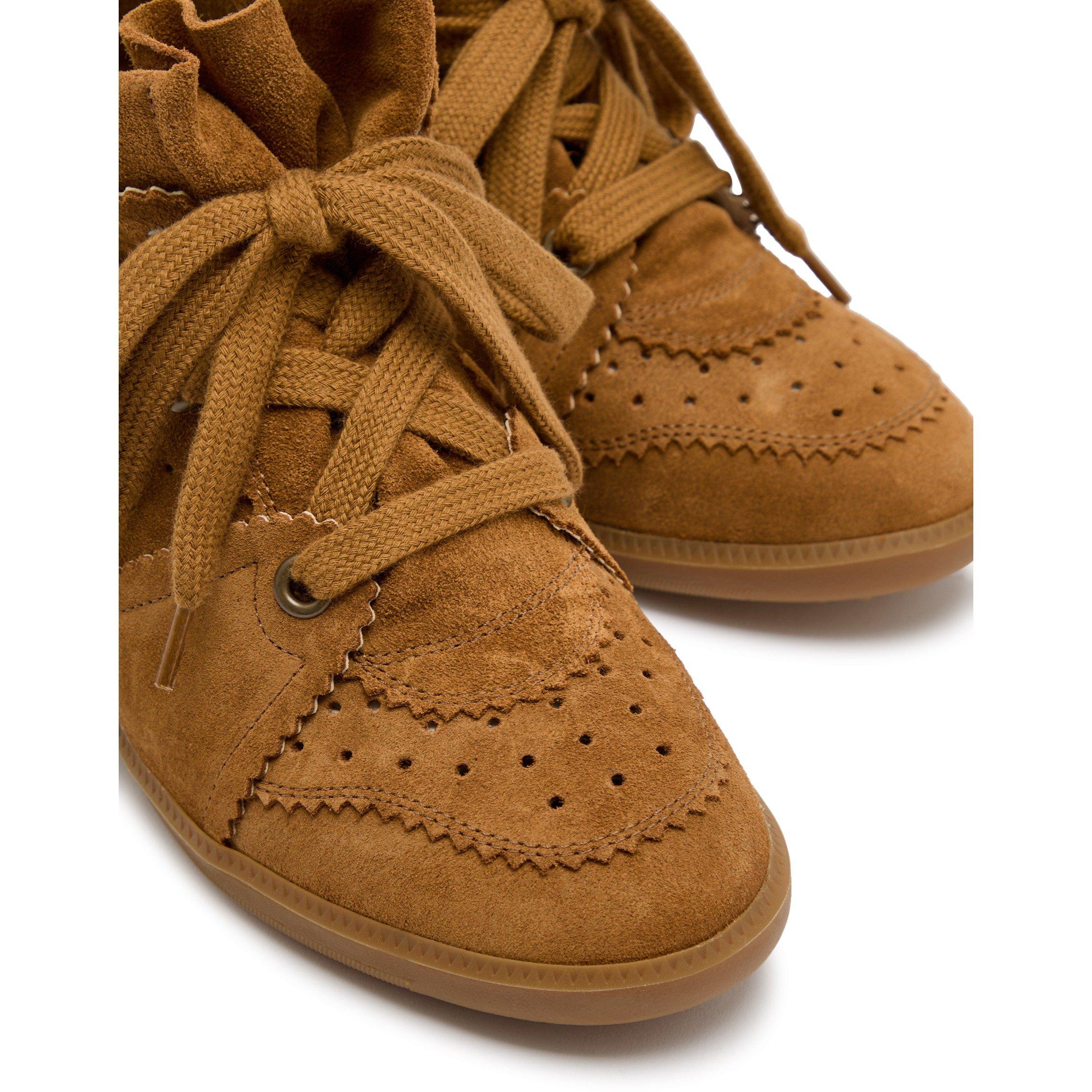 CAMEL - Marant Etoile - Women's Bobby Suede Wedge Trainers - 4