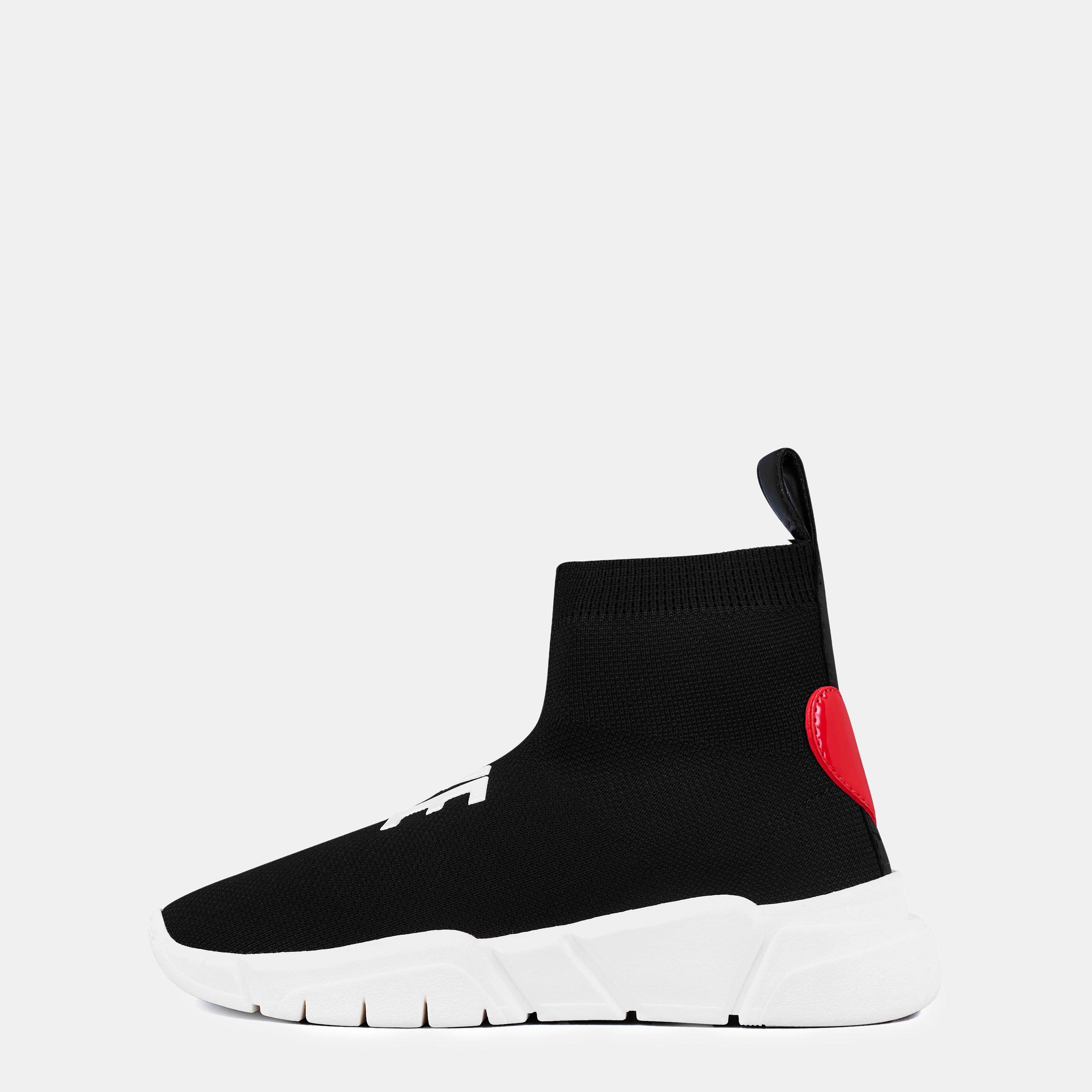 Black 00A - Love Moschino - Logo Strap Hi Sock Trainers - 3