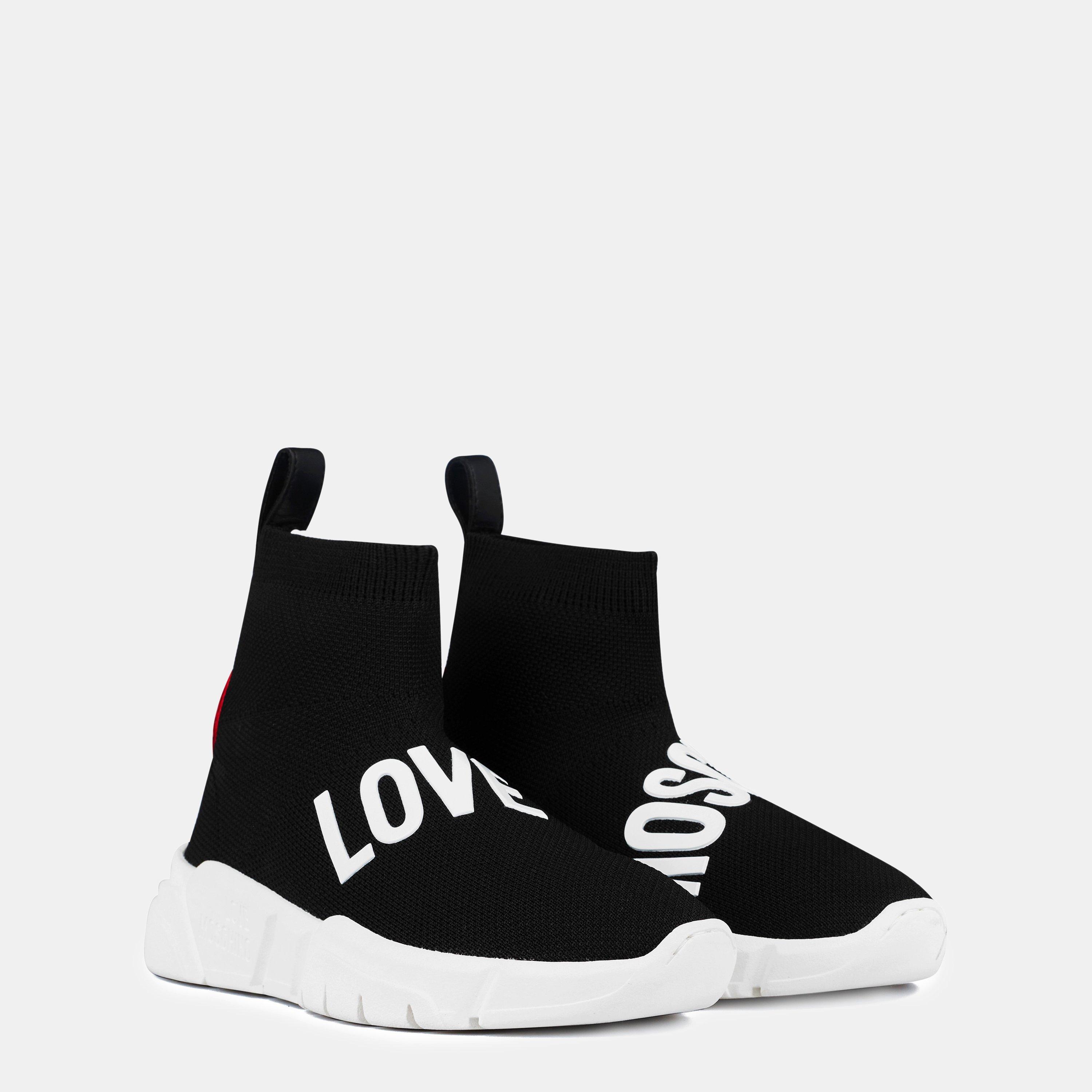 Black 00A - Love Moschino - Logo Strap Hi Sock Trainers - 4