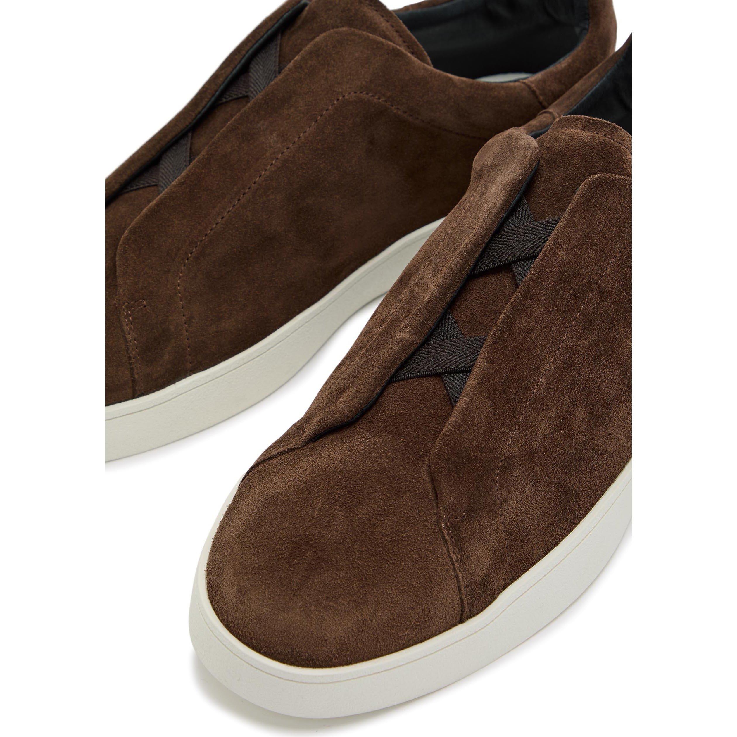 BROWN - Jude Llow - Men's Luca Suede Low-Top Trainers - 4